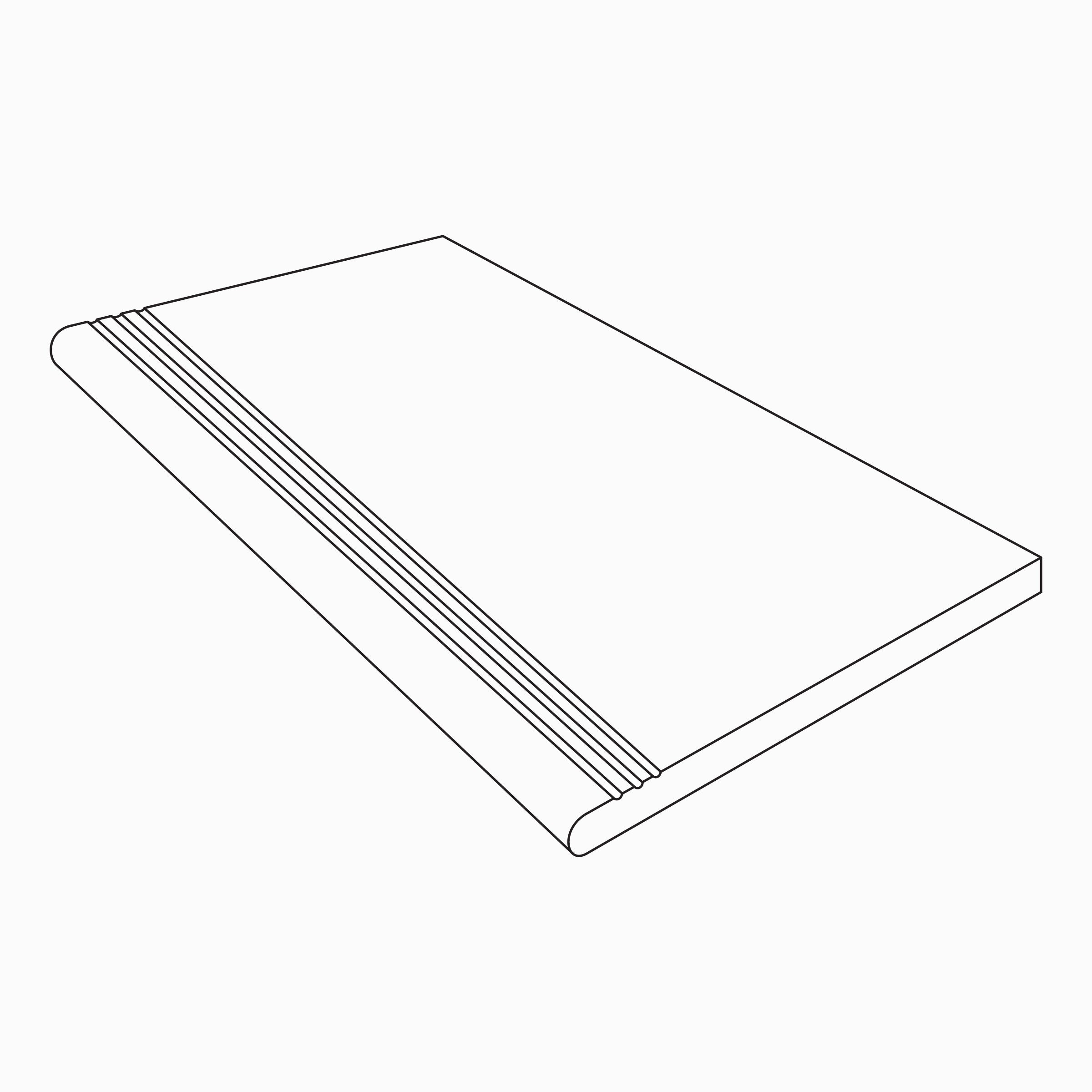 +One 12x24 Grip Porcelain 2CM Stair Tread Coping in Ash