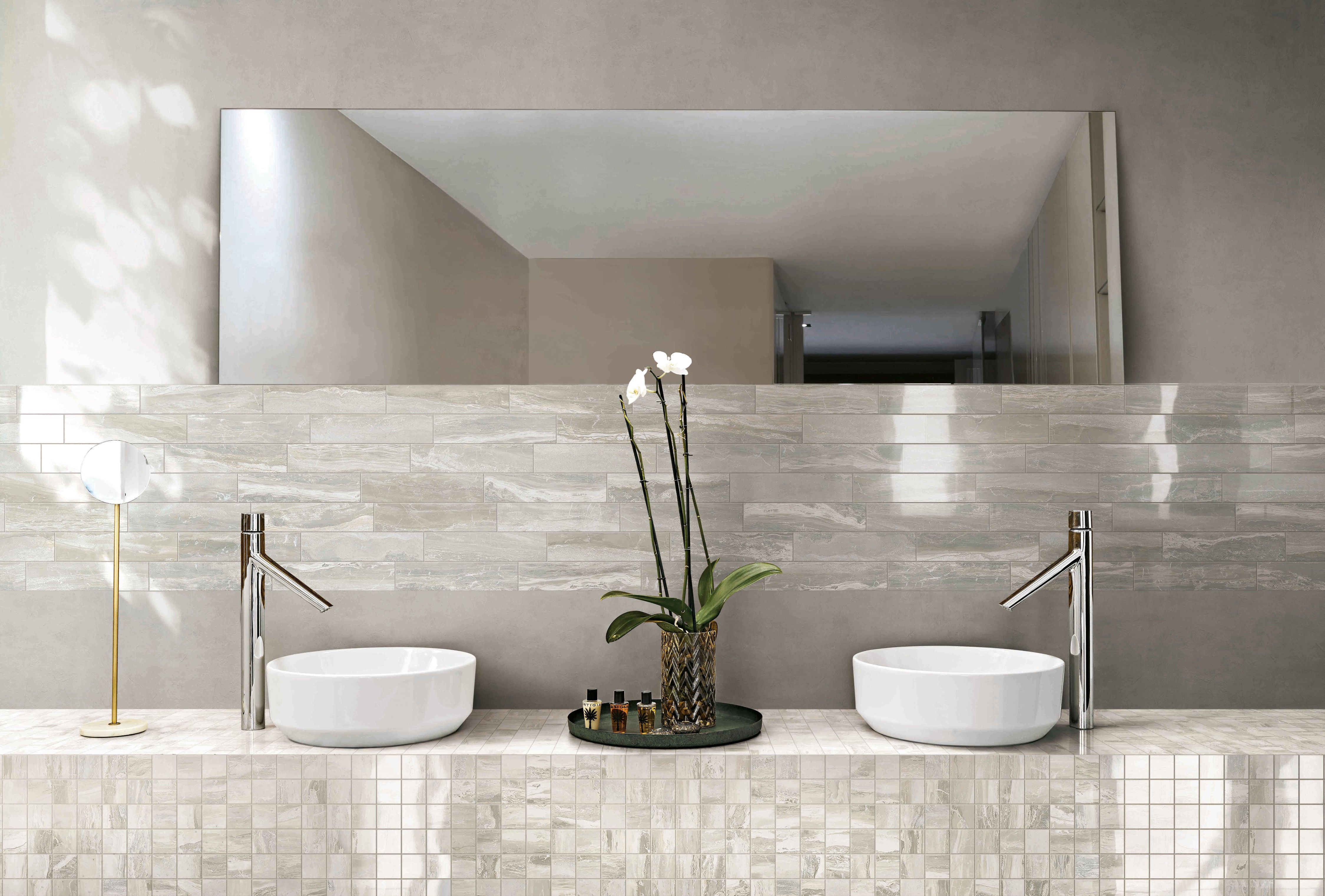 Breccia 3x12 Polished Porcelain Tile in Silver