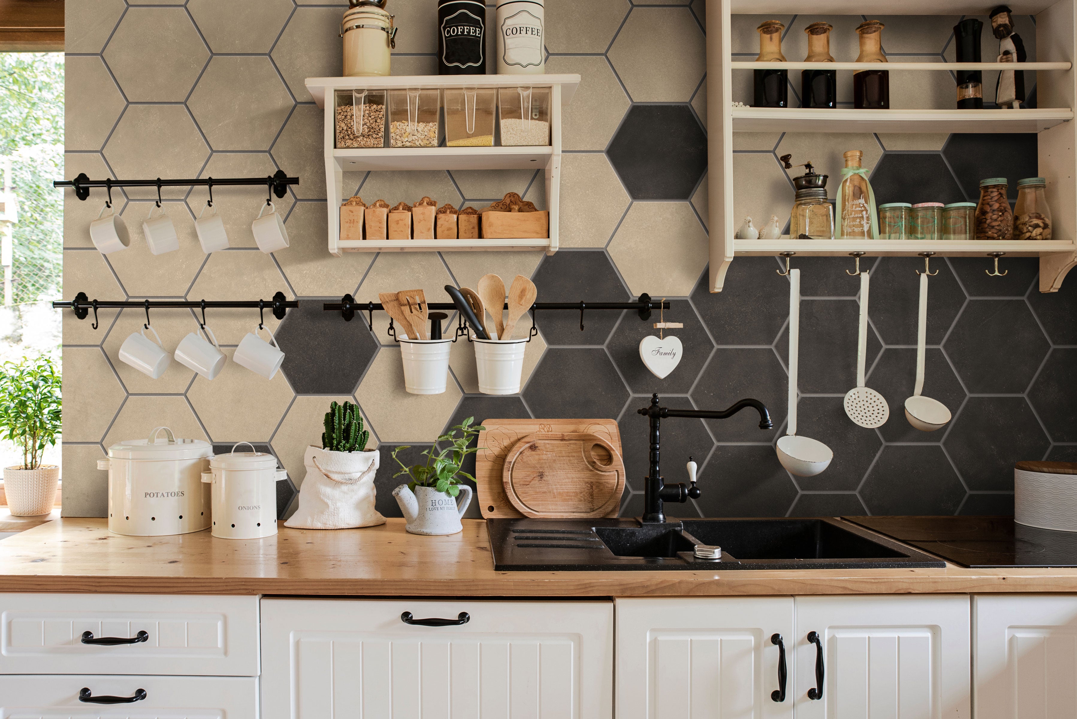 Earthen 10x10 Matte Hexagon Porcelain Tile in Almond