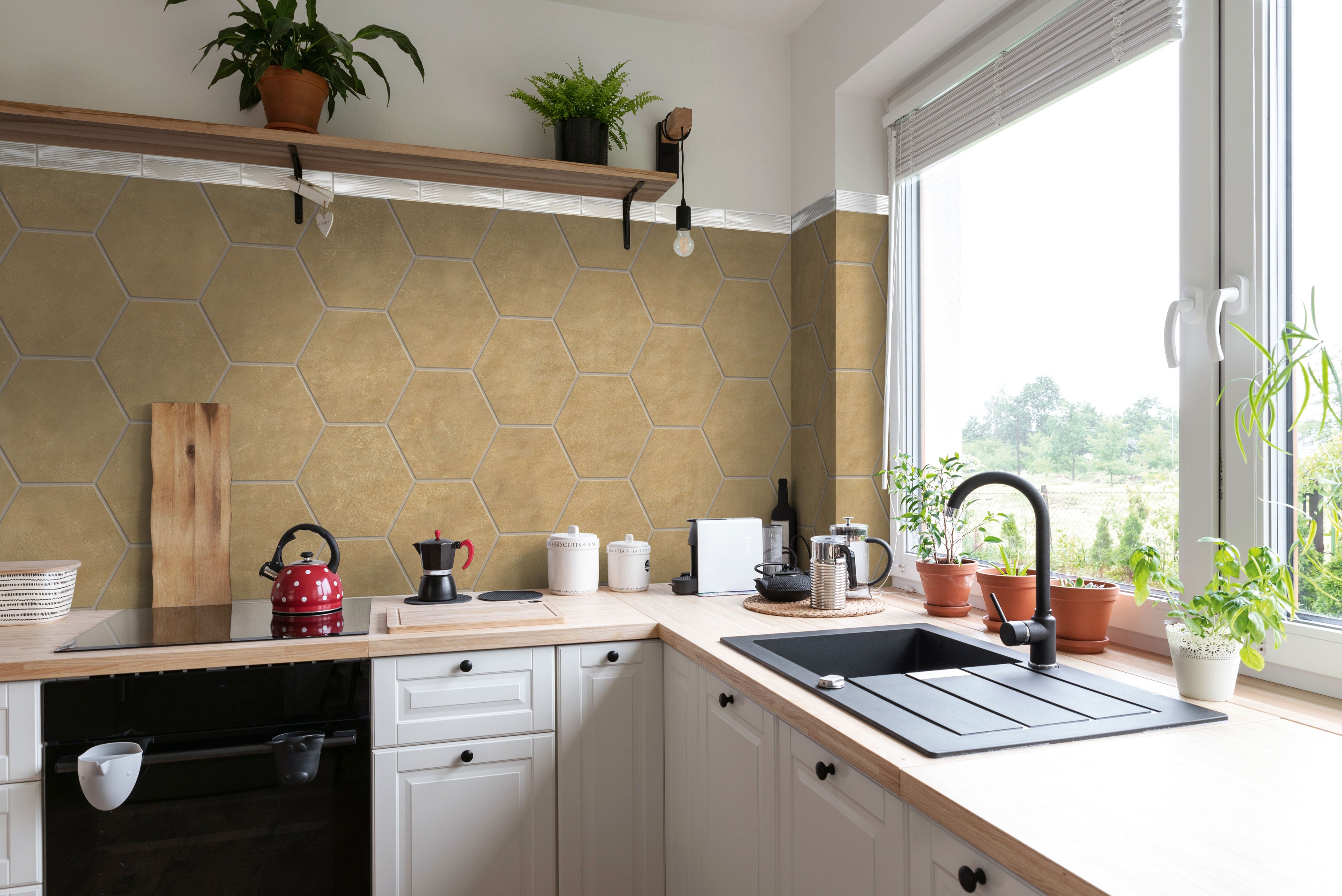 Earthen 10x10 Matte Hexagon Porcelain Tile in Buttercup