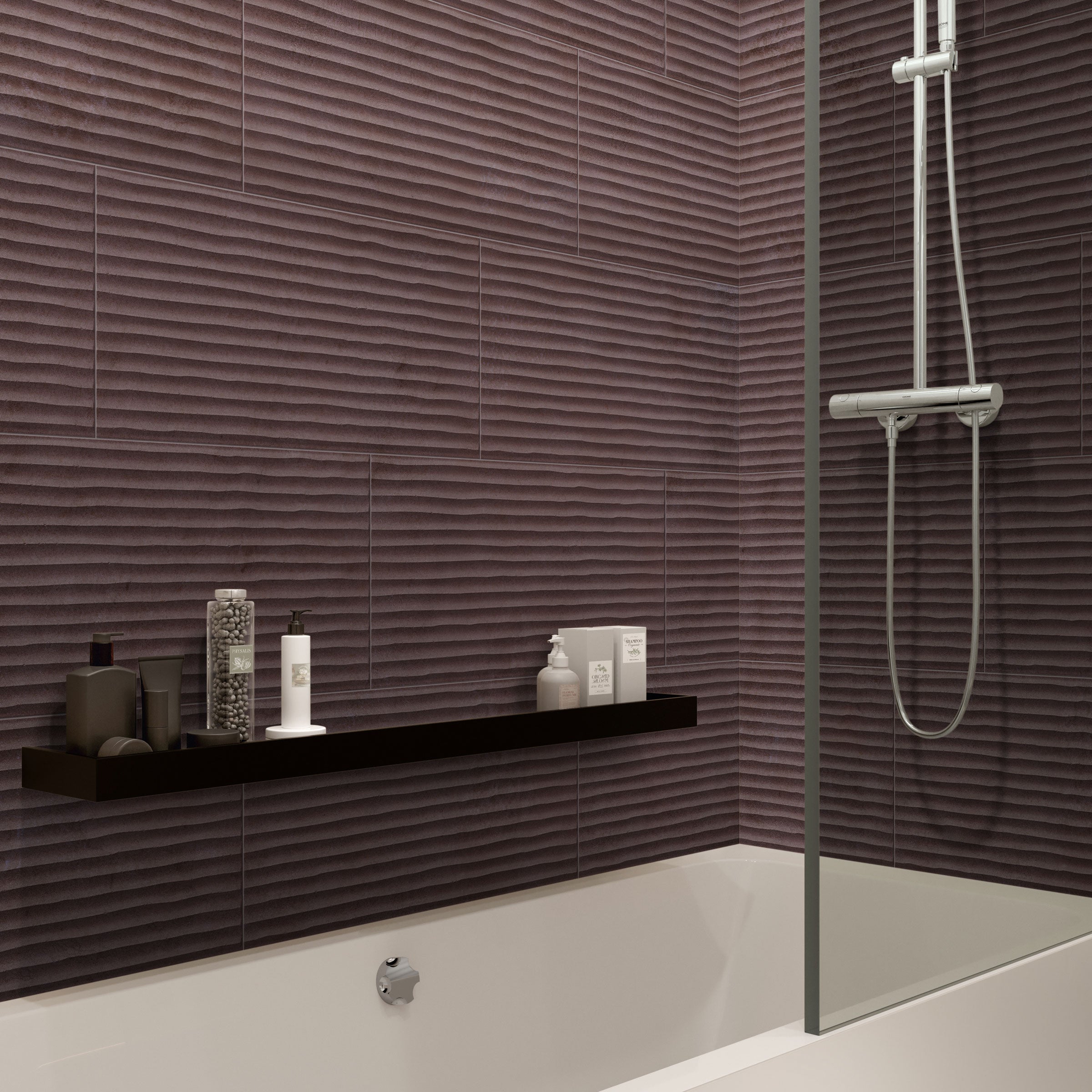 Earthen 12x24 Flute Porcelain Tile in Marron