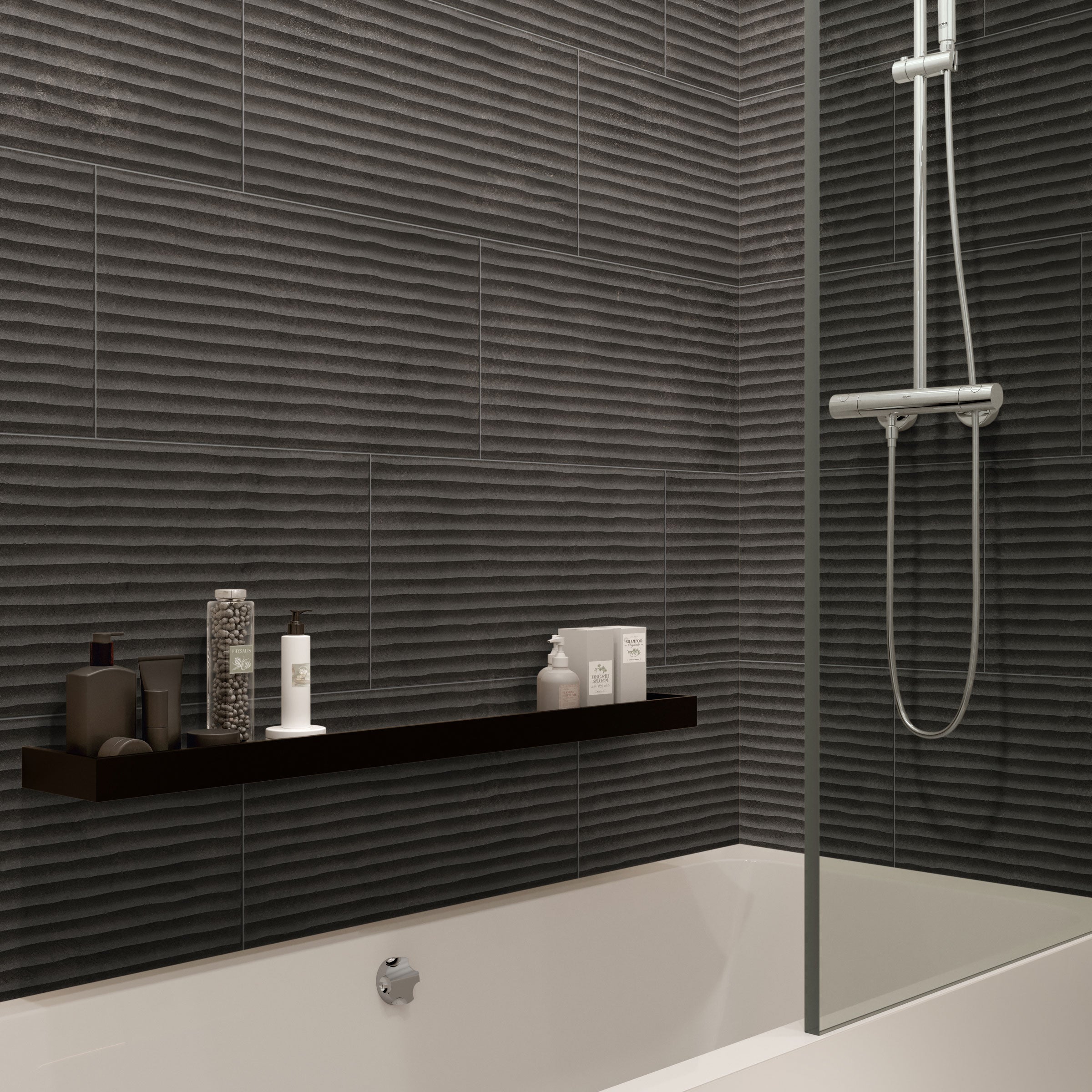 Earthen 12x24 Flute Porcelain Tile in Moka
