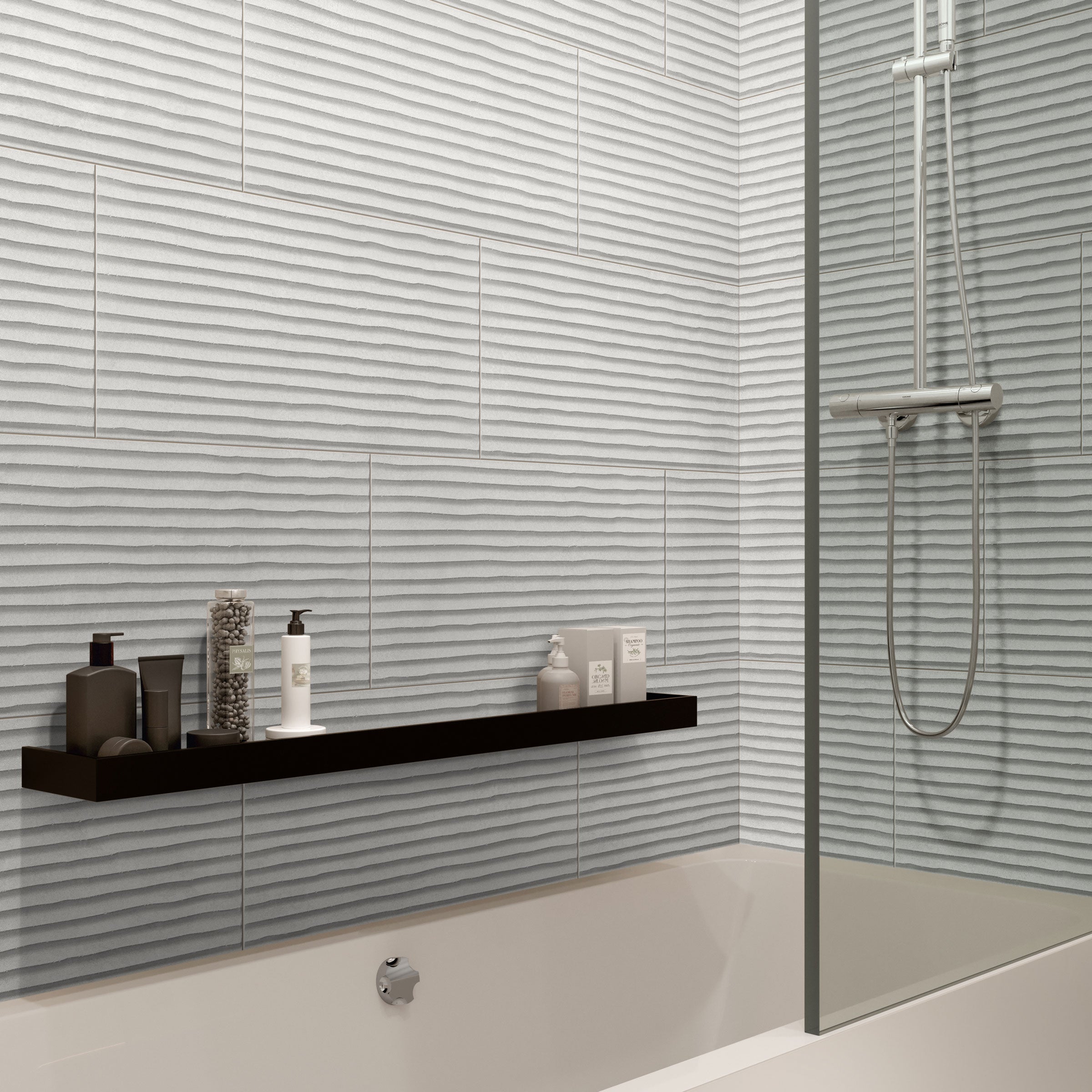 Earthen 12x24 Flute Porcelain Tile in Smoke