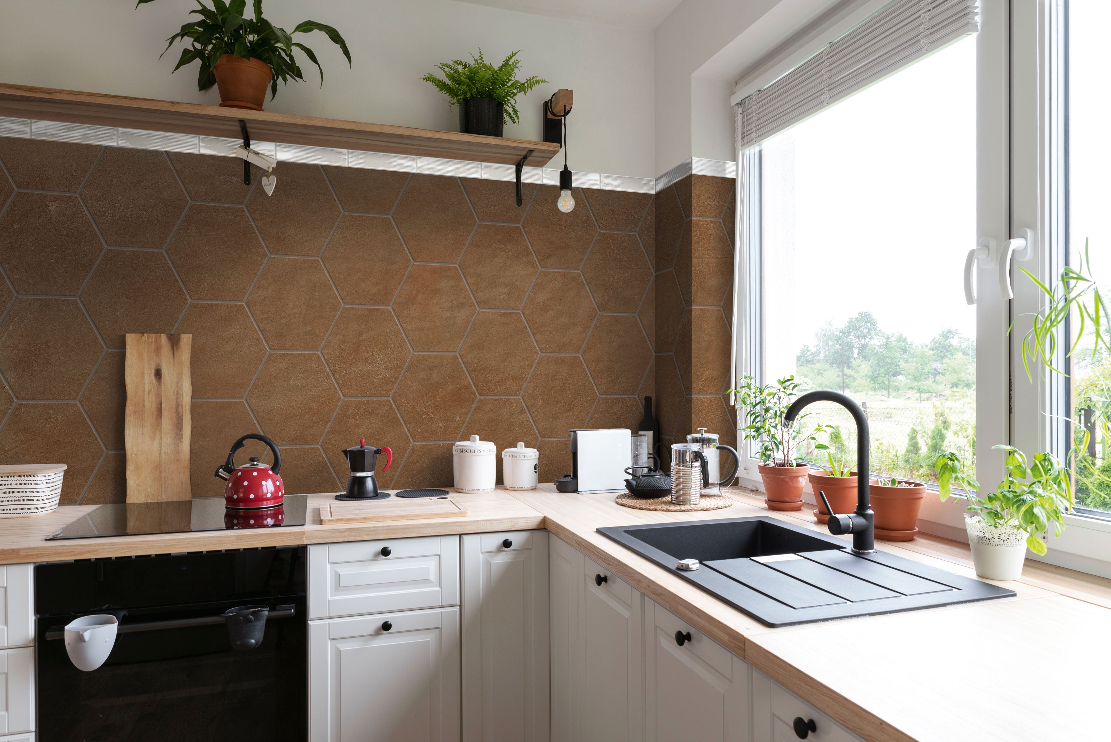 Earthen 10x10 Matte Hexagon Porcelain Tile in Terracotta