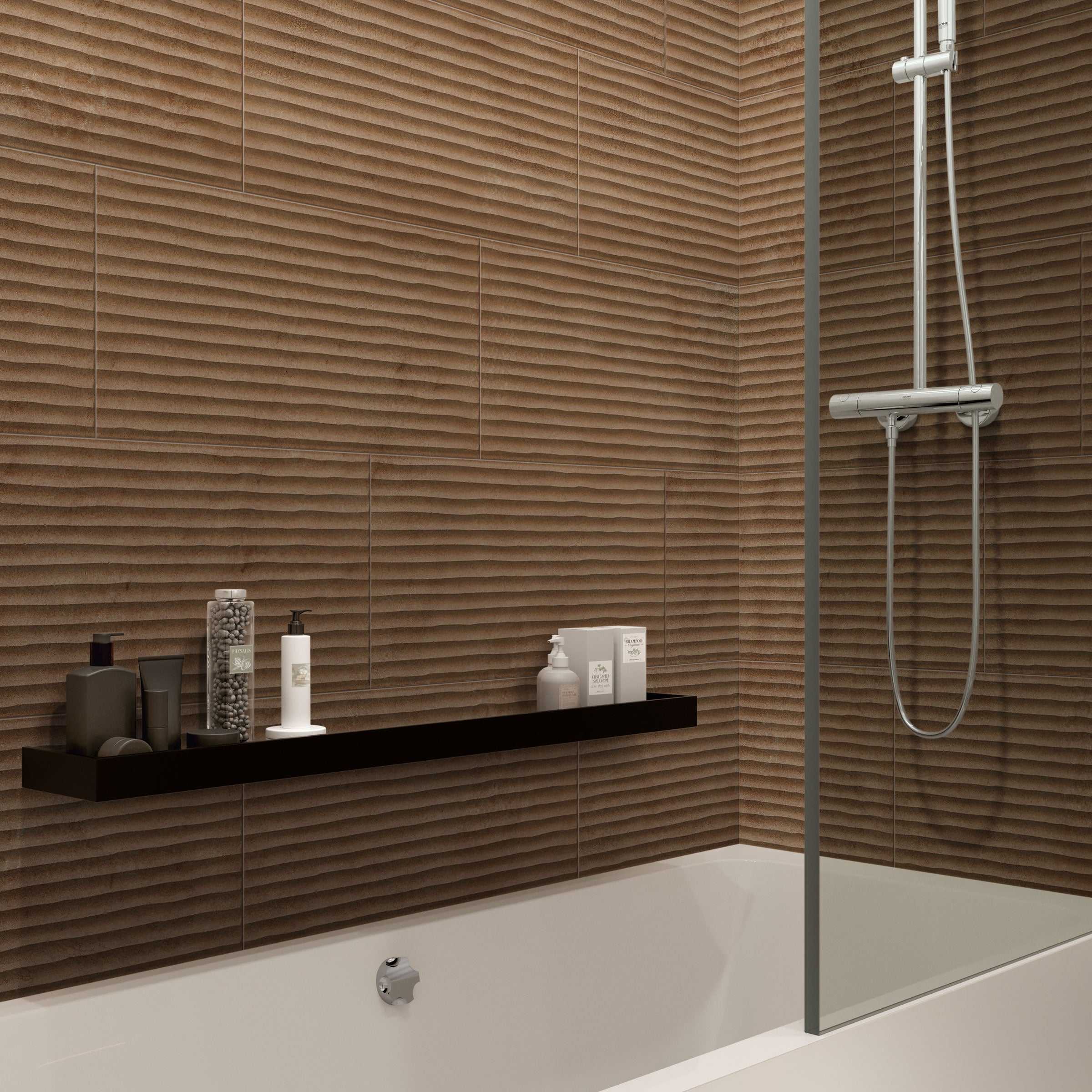 Earthen 12x24 Flute Porcelain Tile in Terracotta