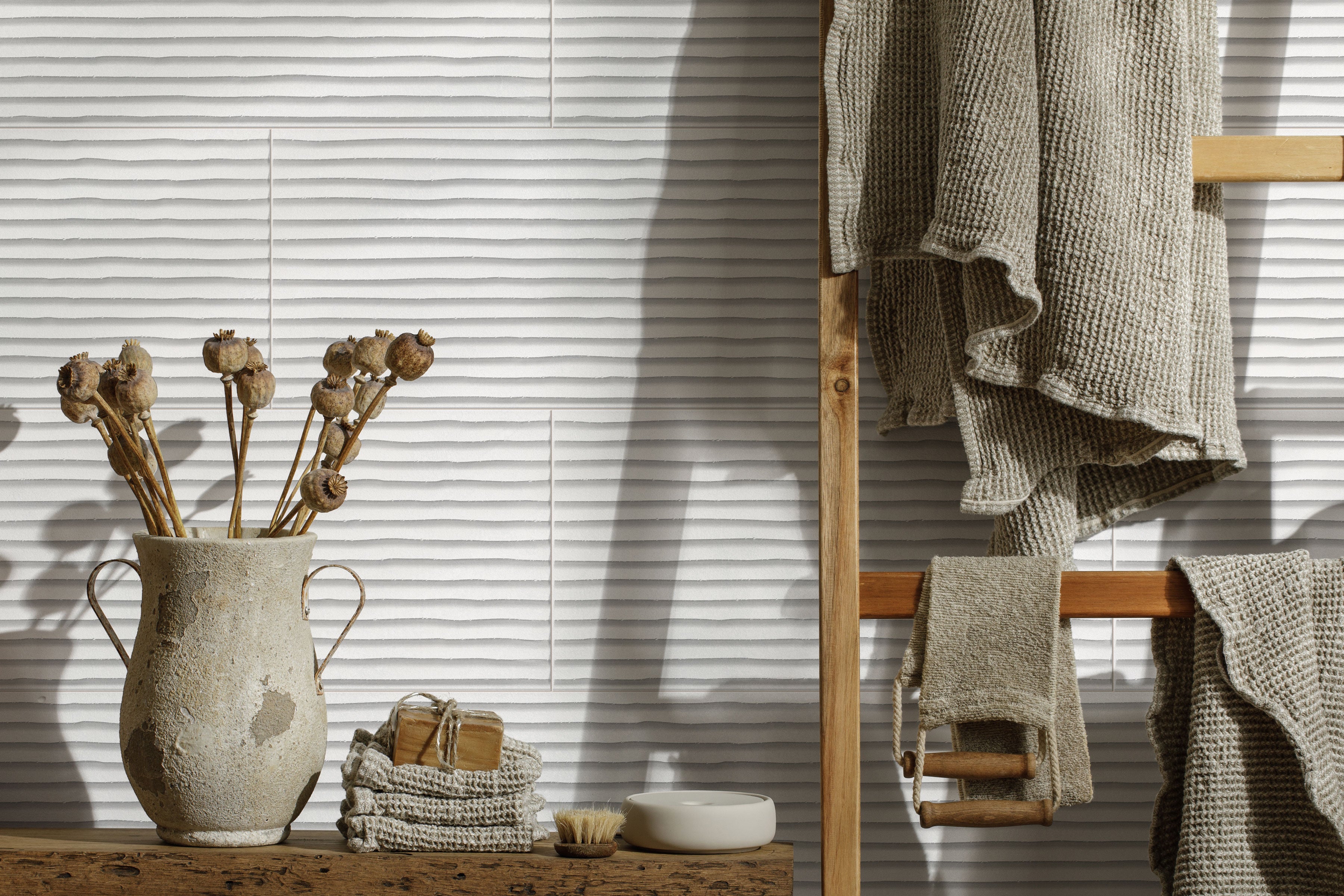 Earthen 12x24 Flute Porcelain Tile in Whisper