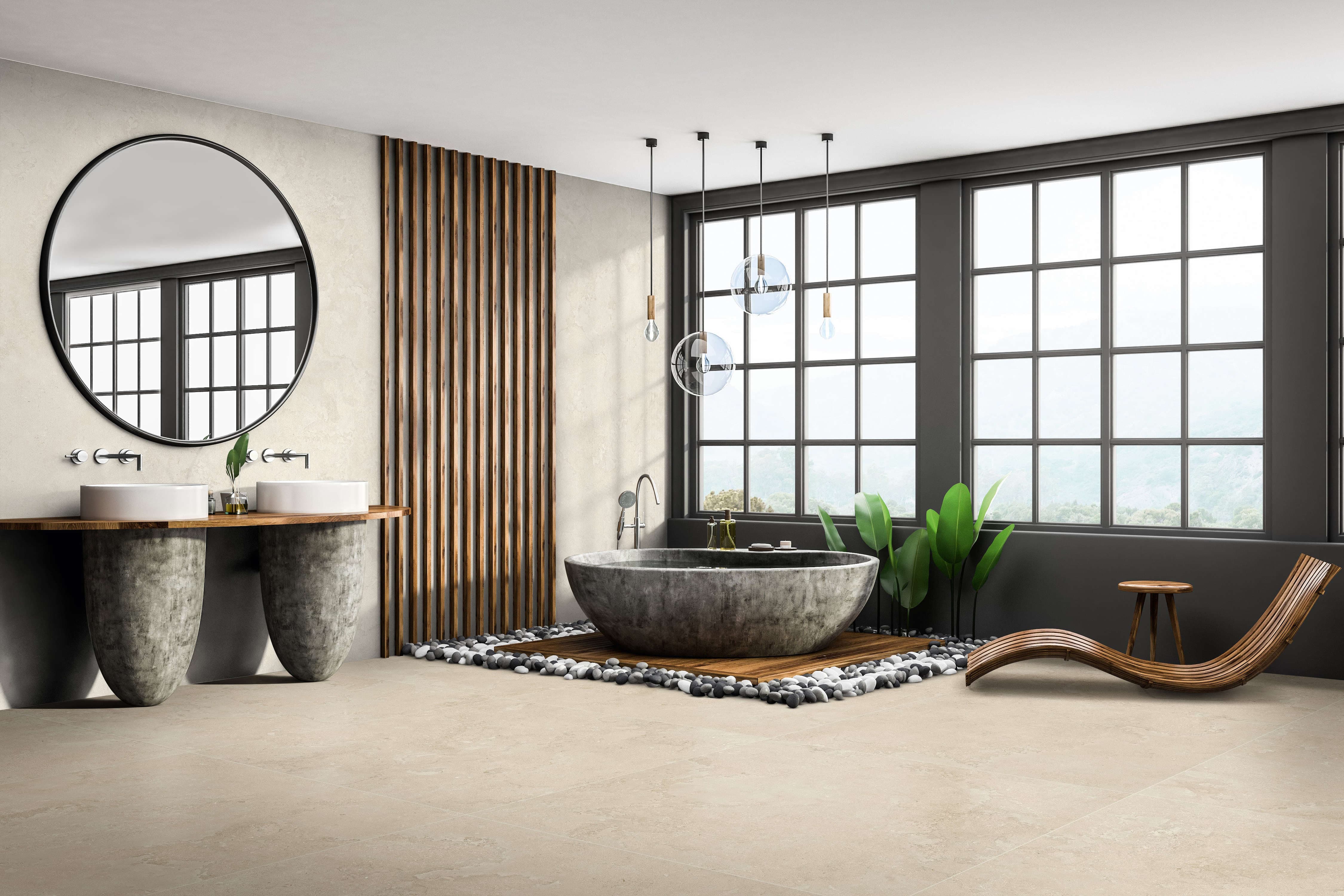 EcoStone 48x110 Matte Flute Deco Porcelain Tile in Cross-Cut Fog