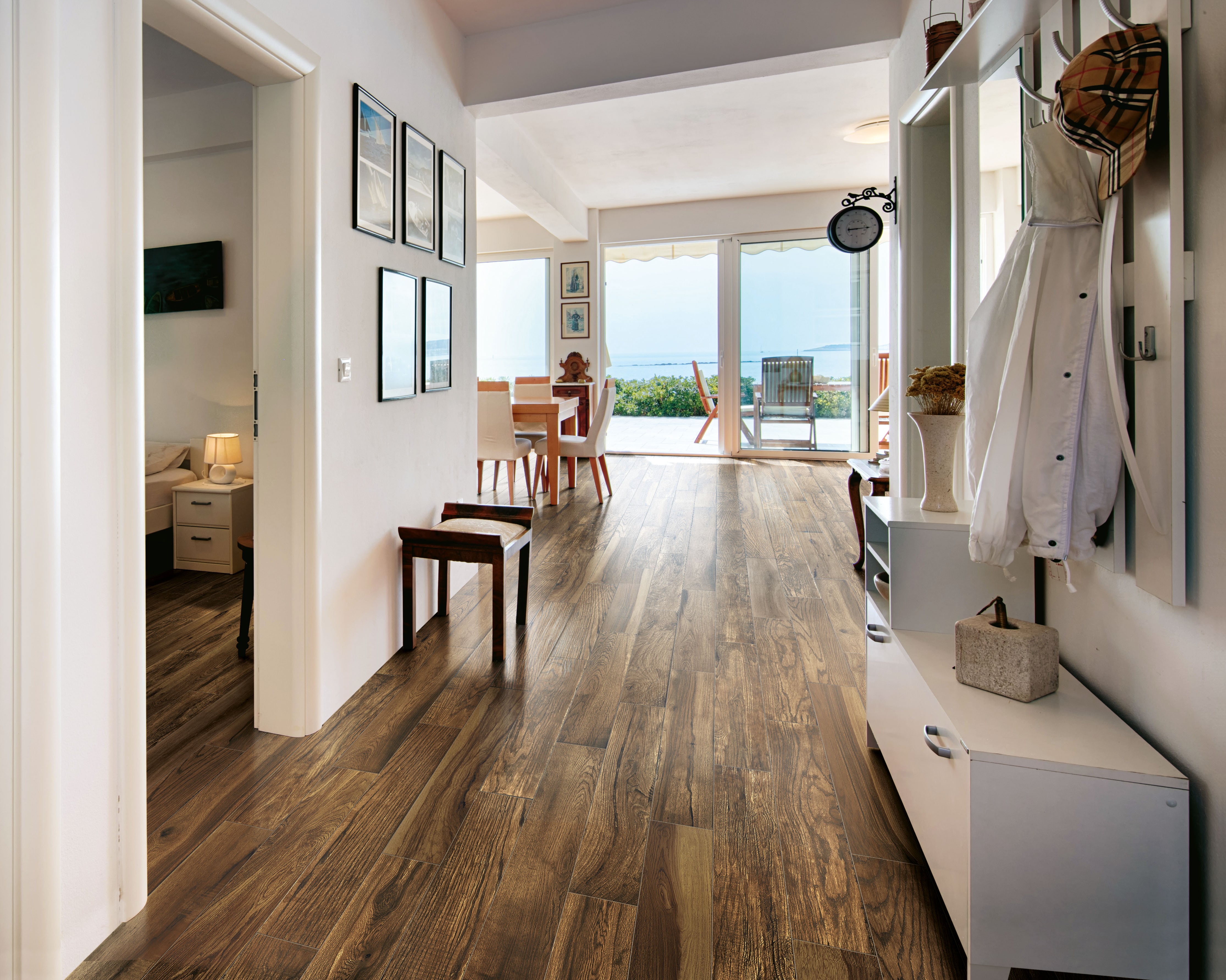 Lacquered Wood 6x36 Glossy Porcelain Tile in Vintage