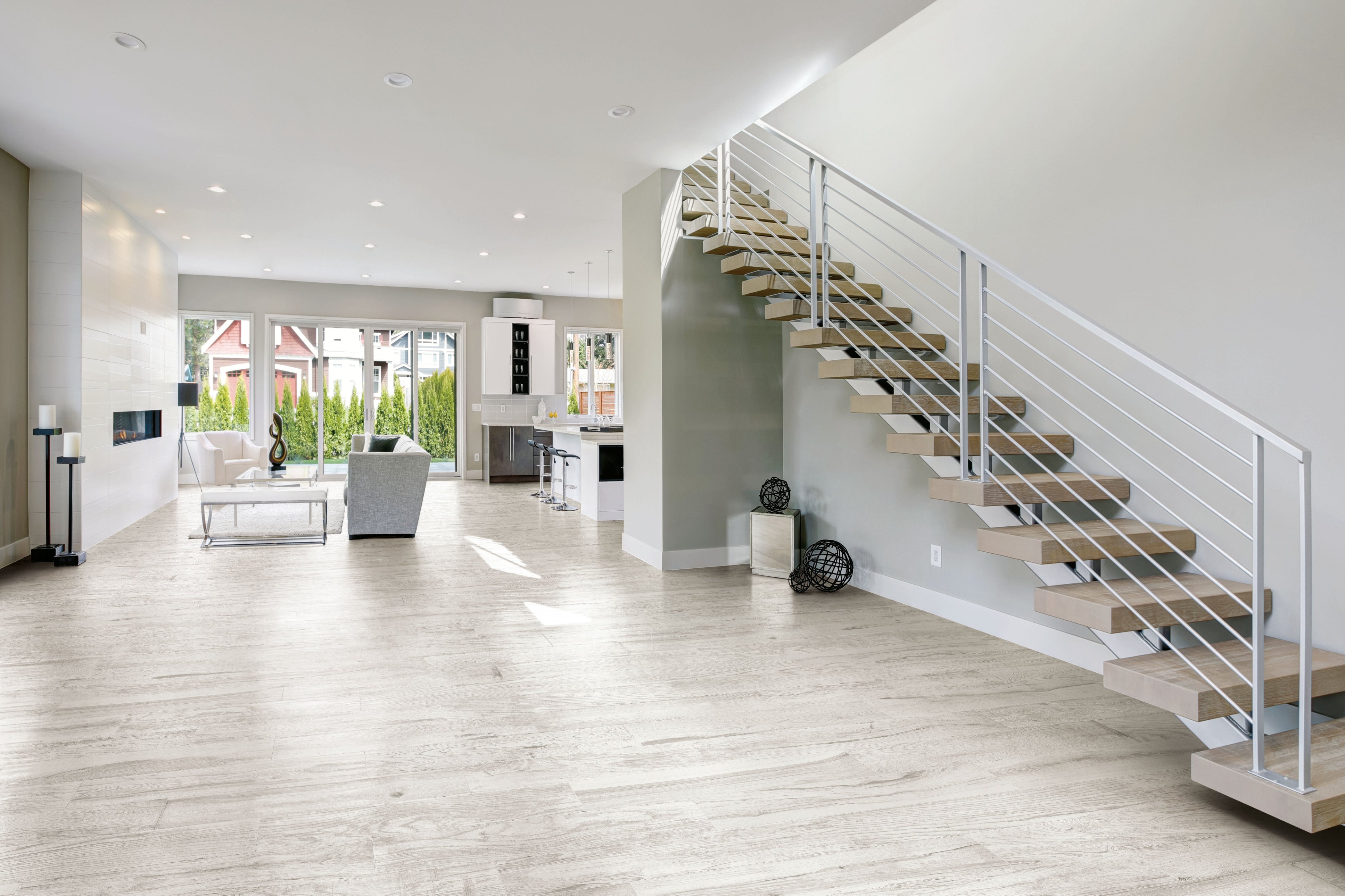 Lacquered Wood 6x36 Glossy Porcelain Tile in White