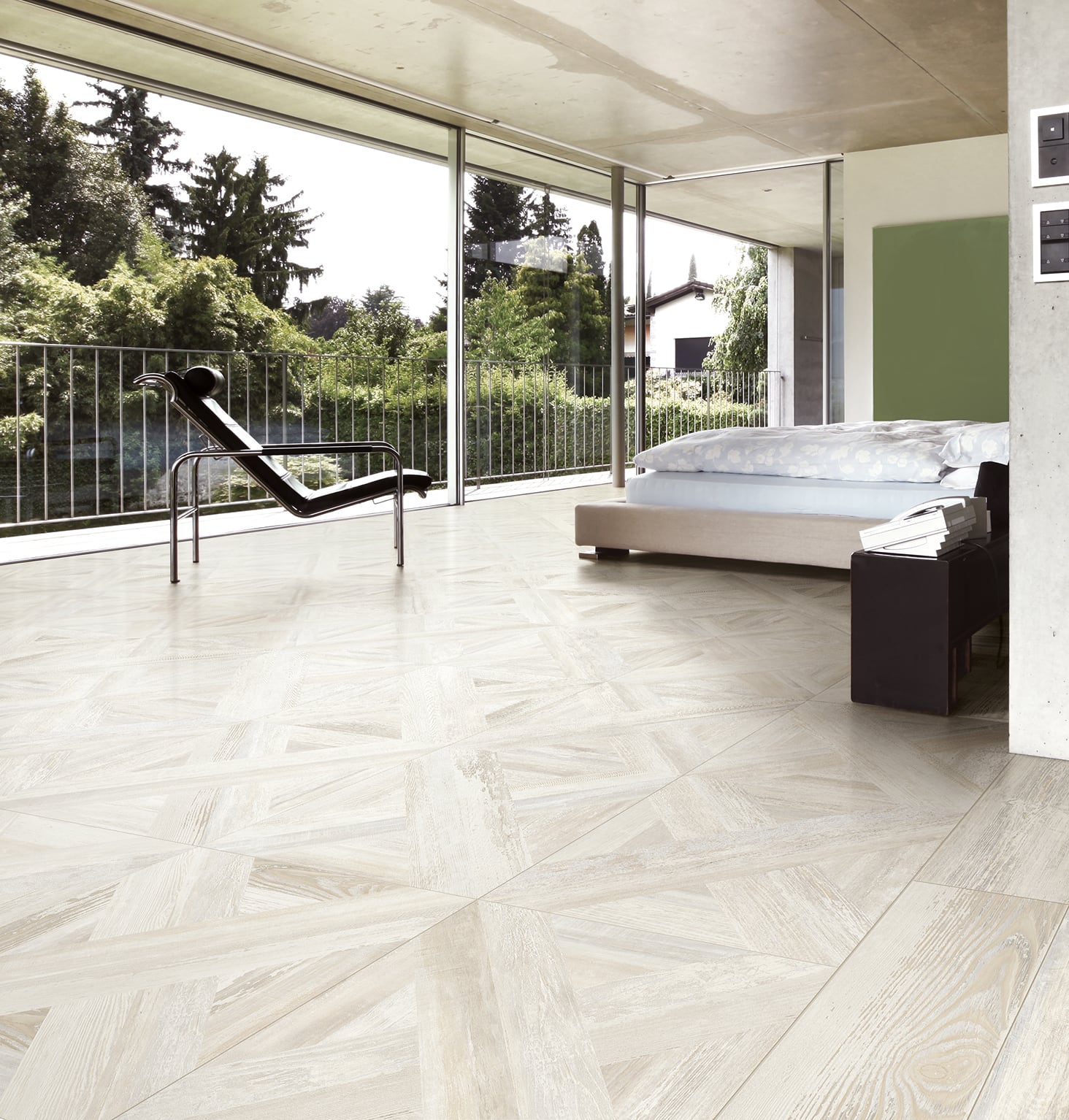 Loft 24x24 Matte Porcelain Tile in Ivory Basketweave