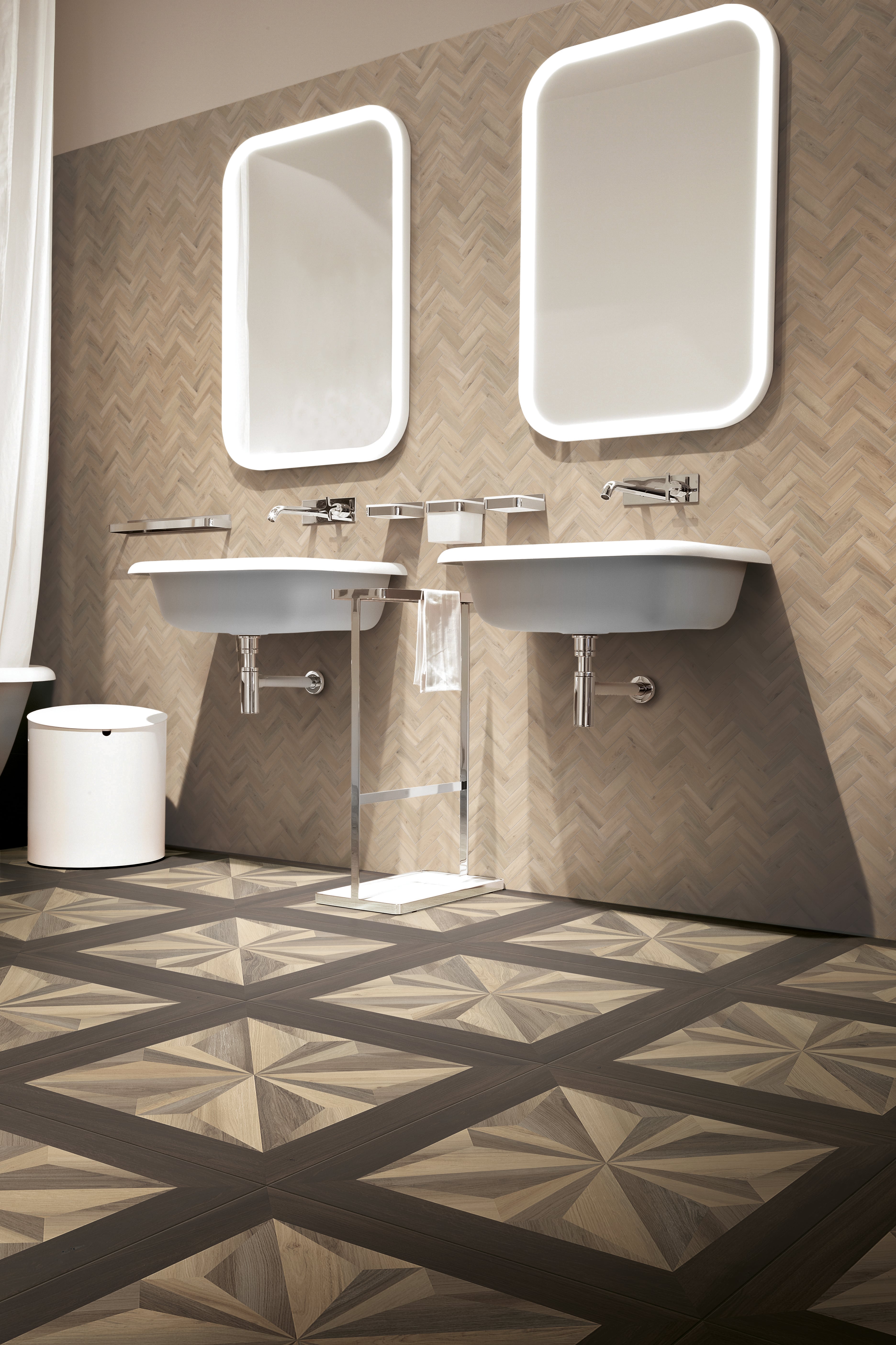 Mood Wood 12x15 Matte Porcelain Herringbone Mesh Mosaic Tile in Honey