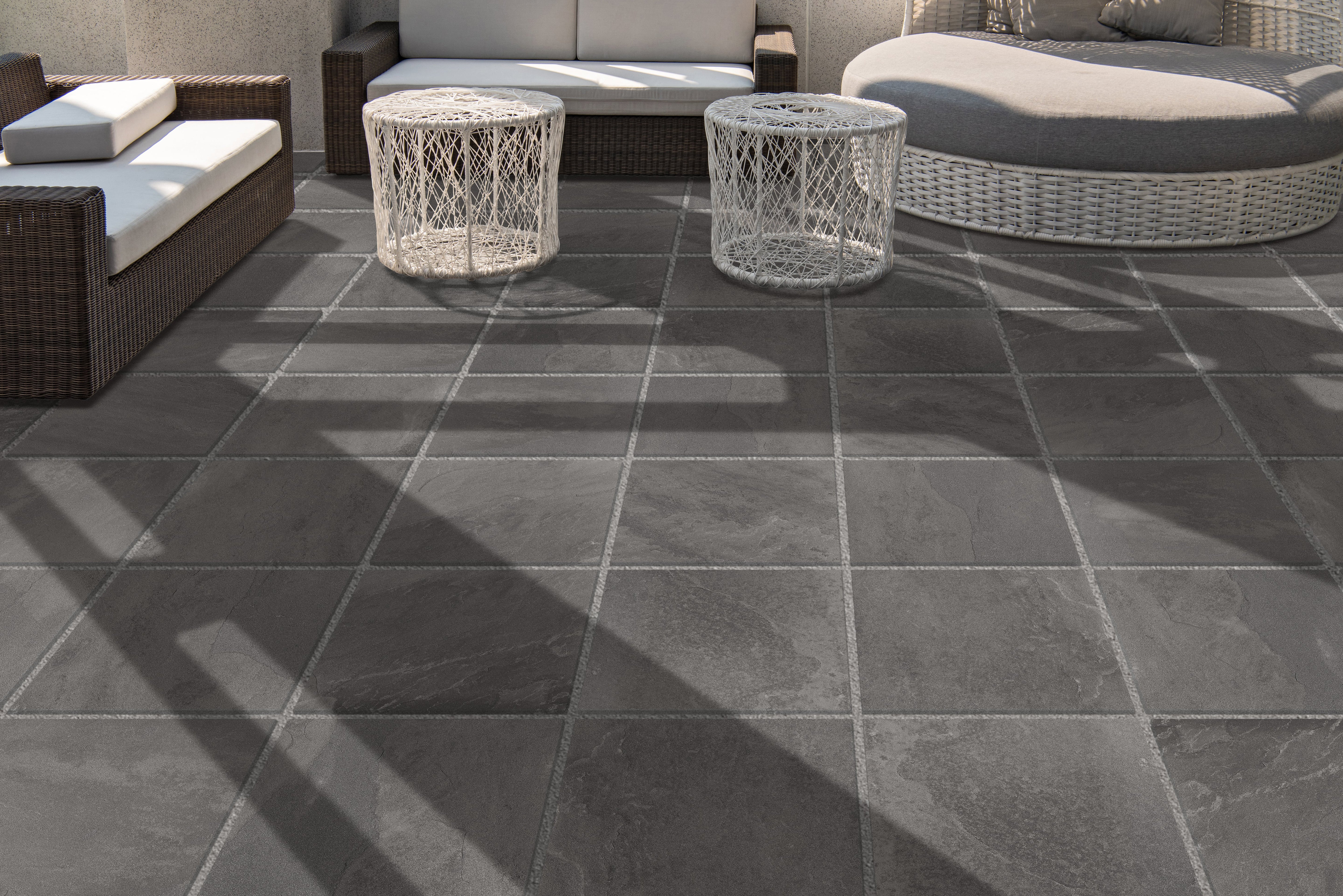 Earth 24x24 Grip Porcelain 2CM Paver Tile in Dark Grey