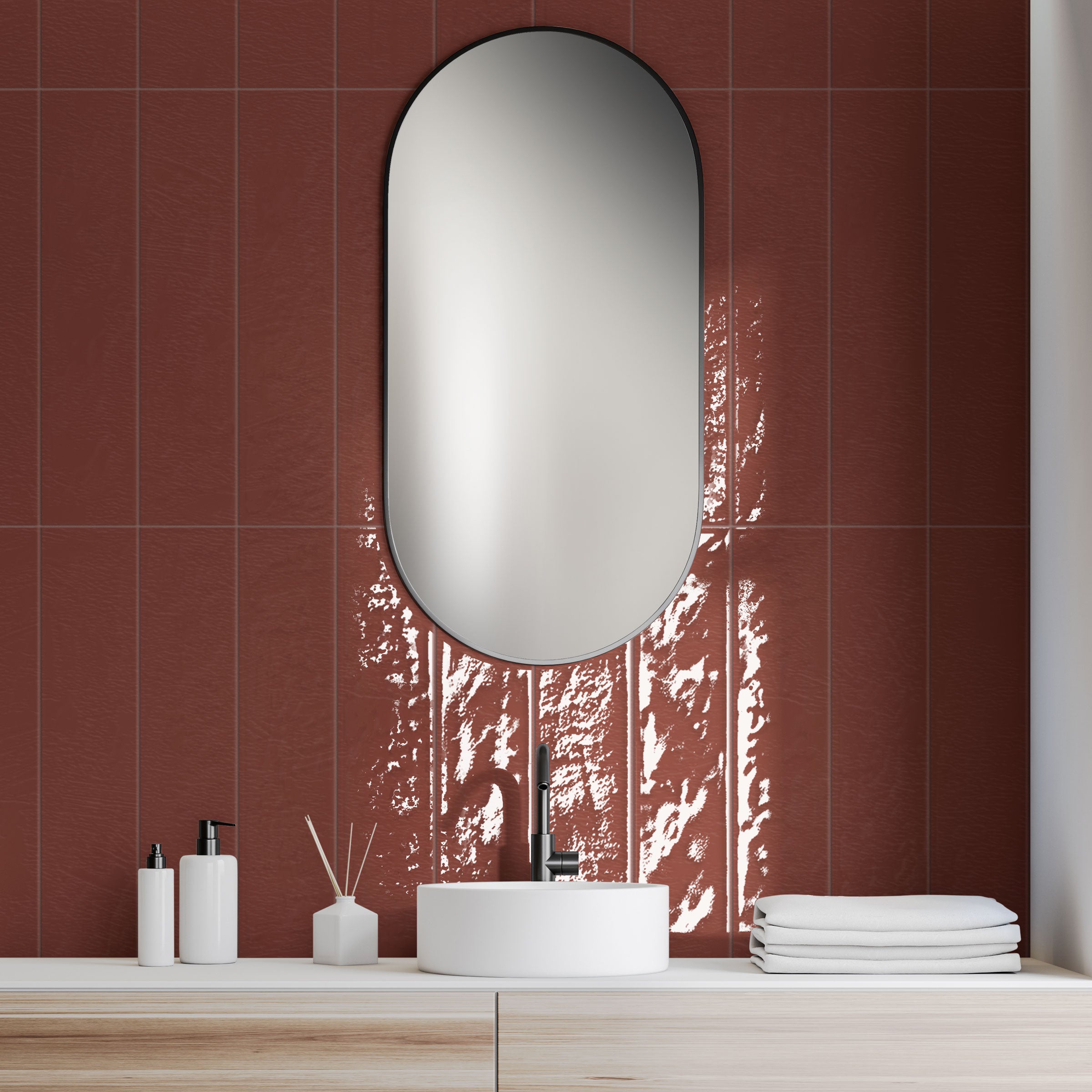 Playful 6x24 Glossy Porcelain Tile in Crimson
