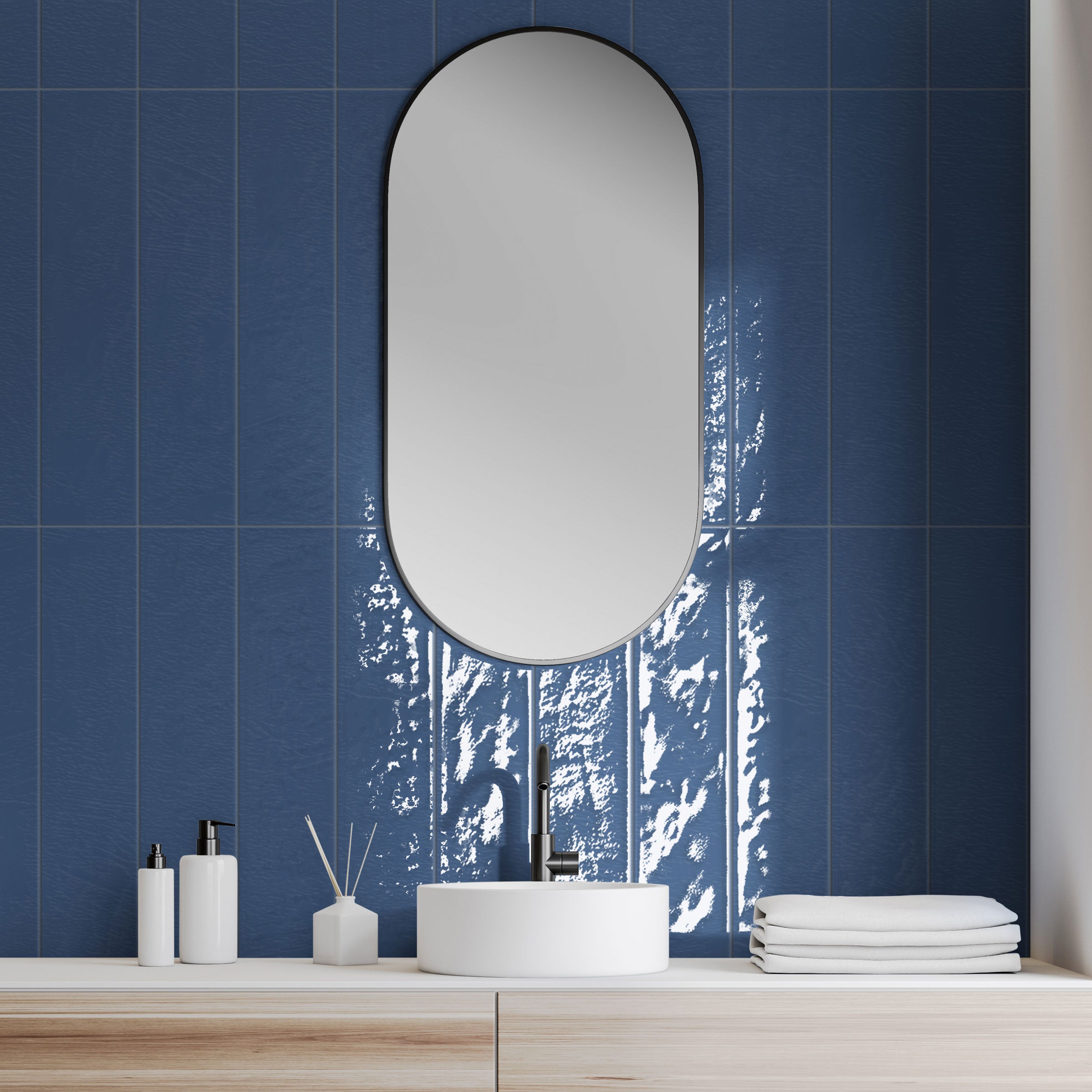 Playful 6x24 Glossy Porcelain Tile in Navy