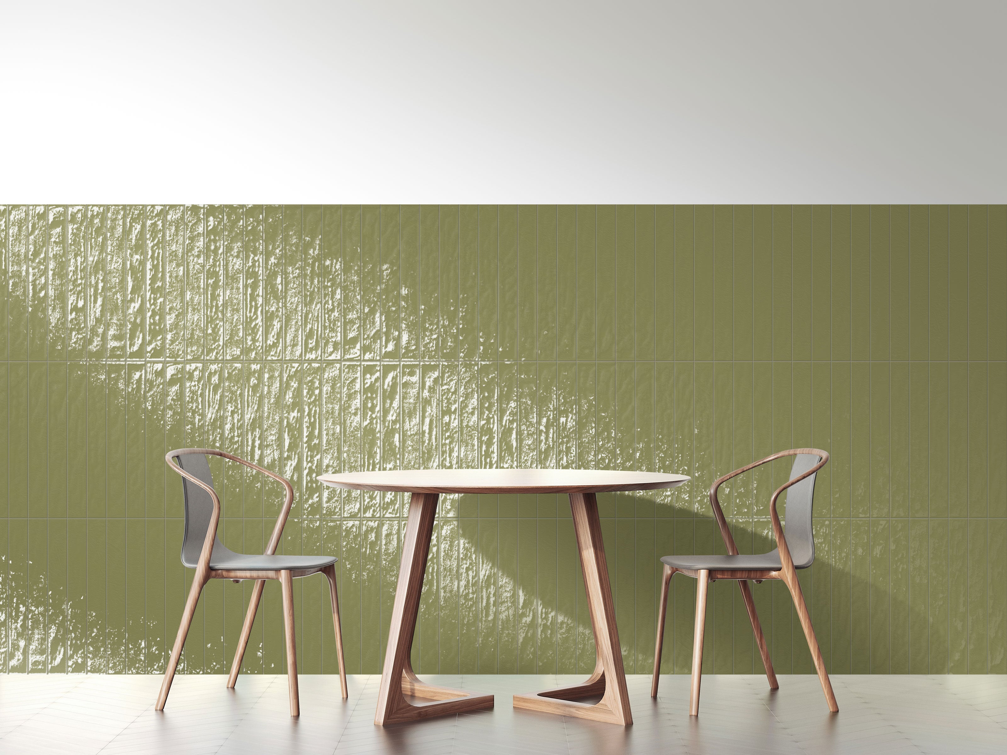 Playful 3x24 Glossy Porcelain Tile in Olive