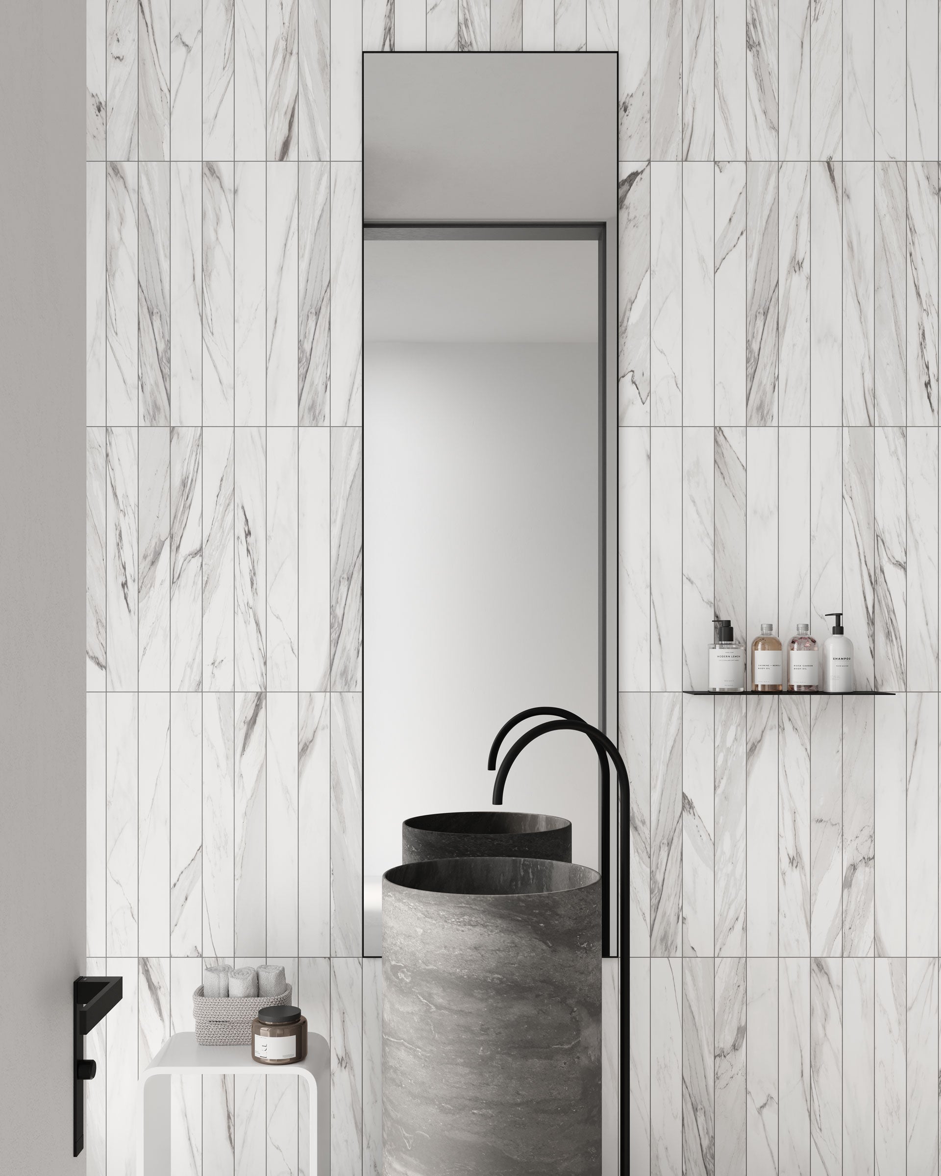 Shapes 3x23 Matte Porcelain Listello Tile in Apuano