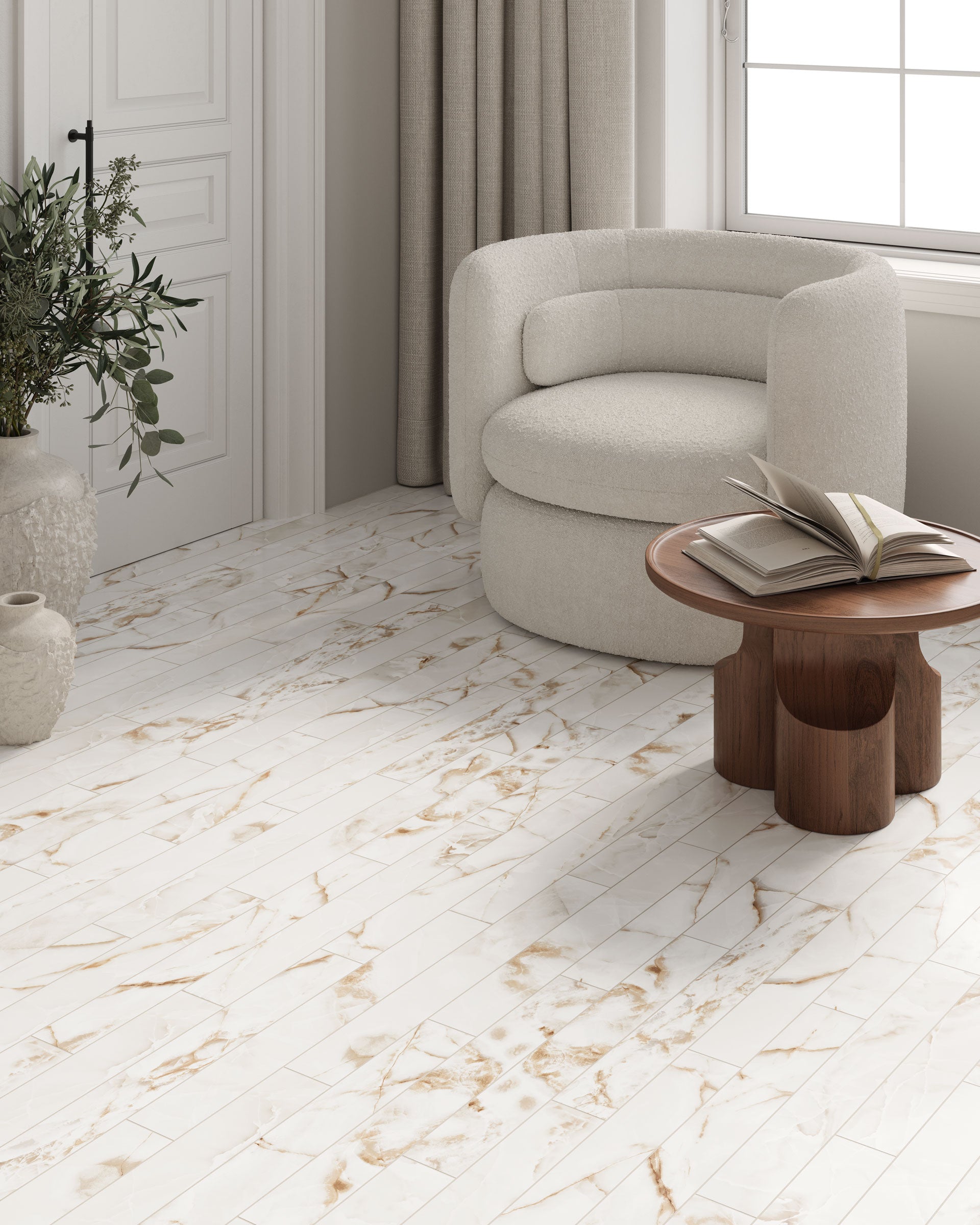 Shapes 3x23 Matte Porcelain Listello Tile in Ivory