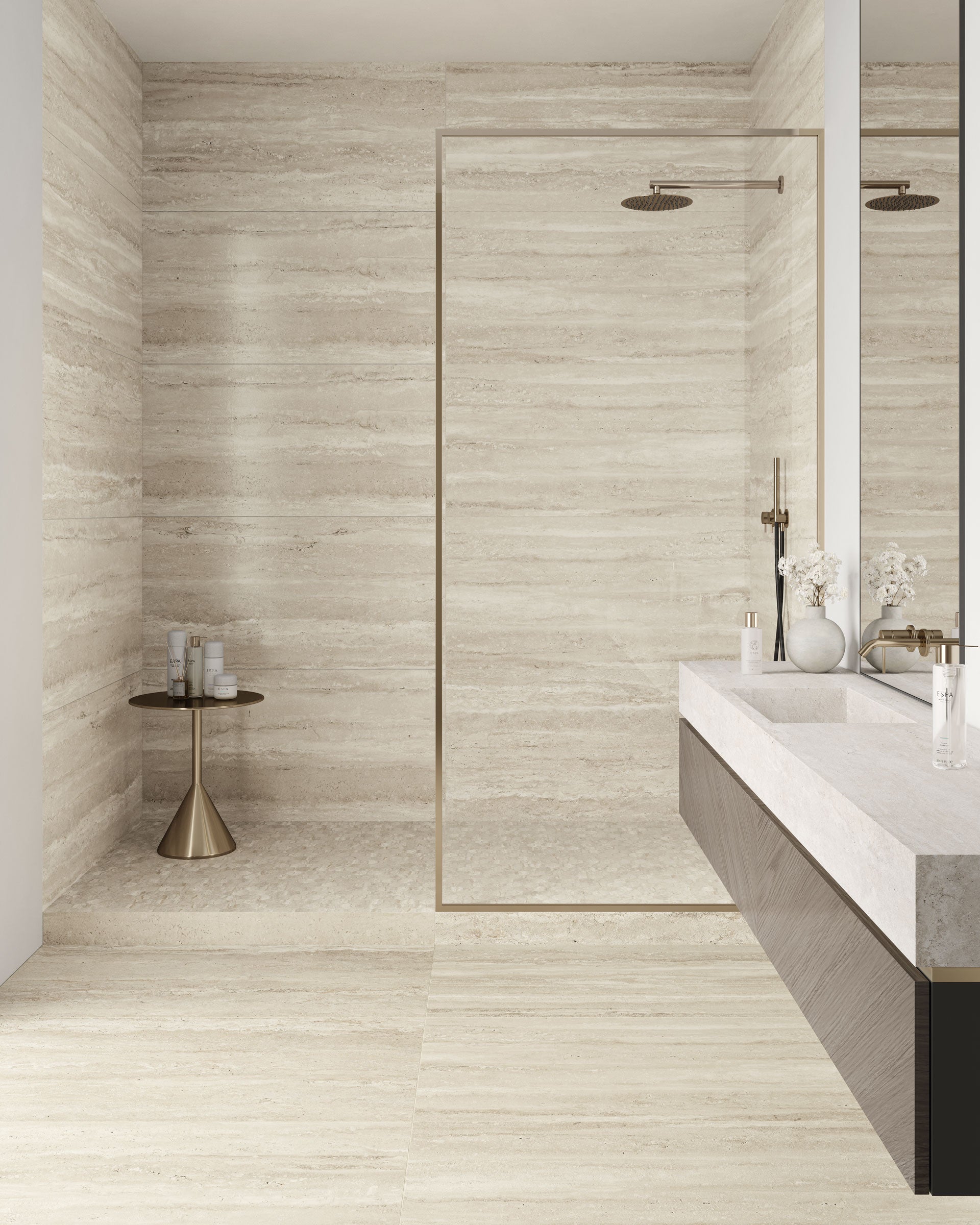 Travertine 3x3 Matte Porcelain Hexagon Mesh Mosaic Tile in Navona