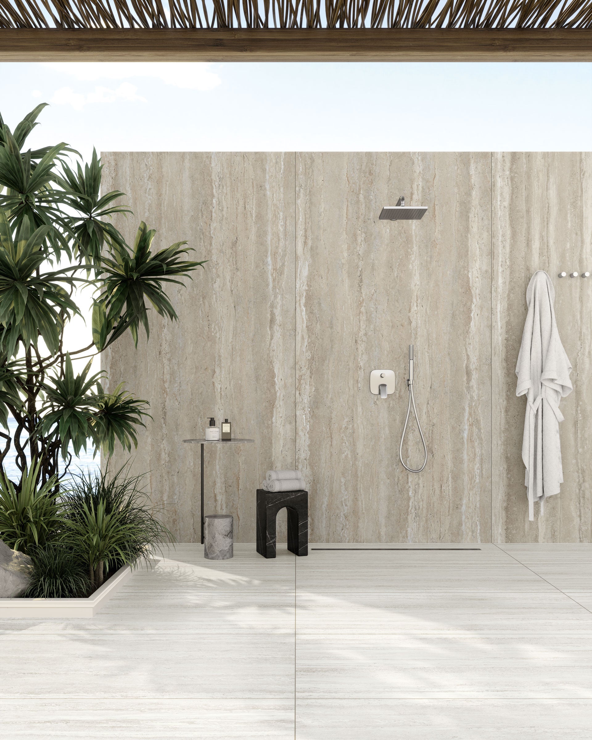 Travertine 48x96 Matte Porcelain Tile in Silver