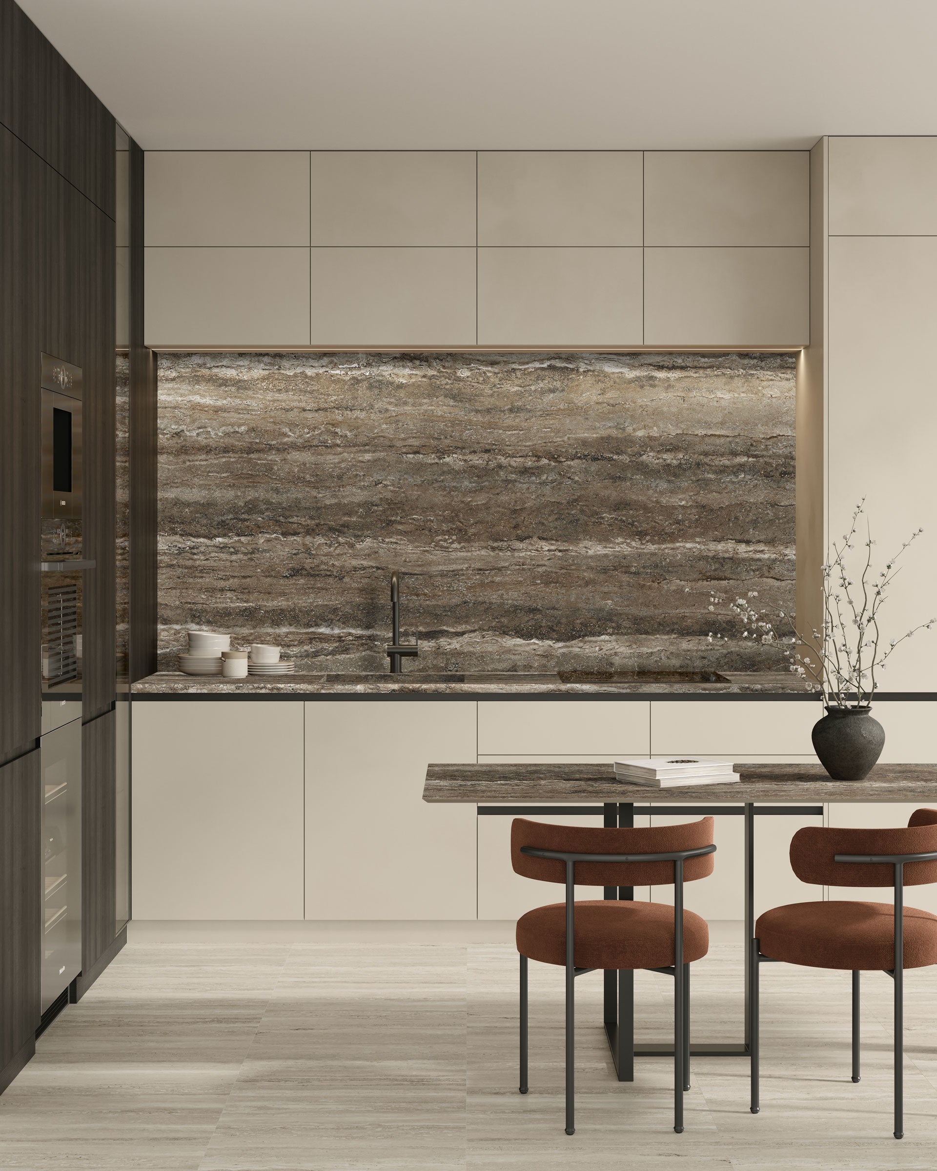 Travertine 48x96 Matte Porcelain Tile in Titanium