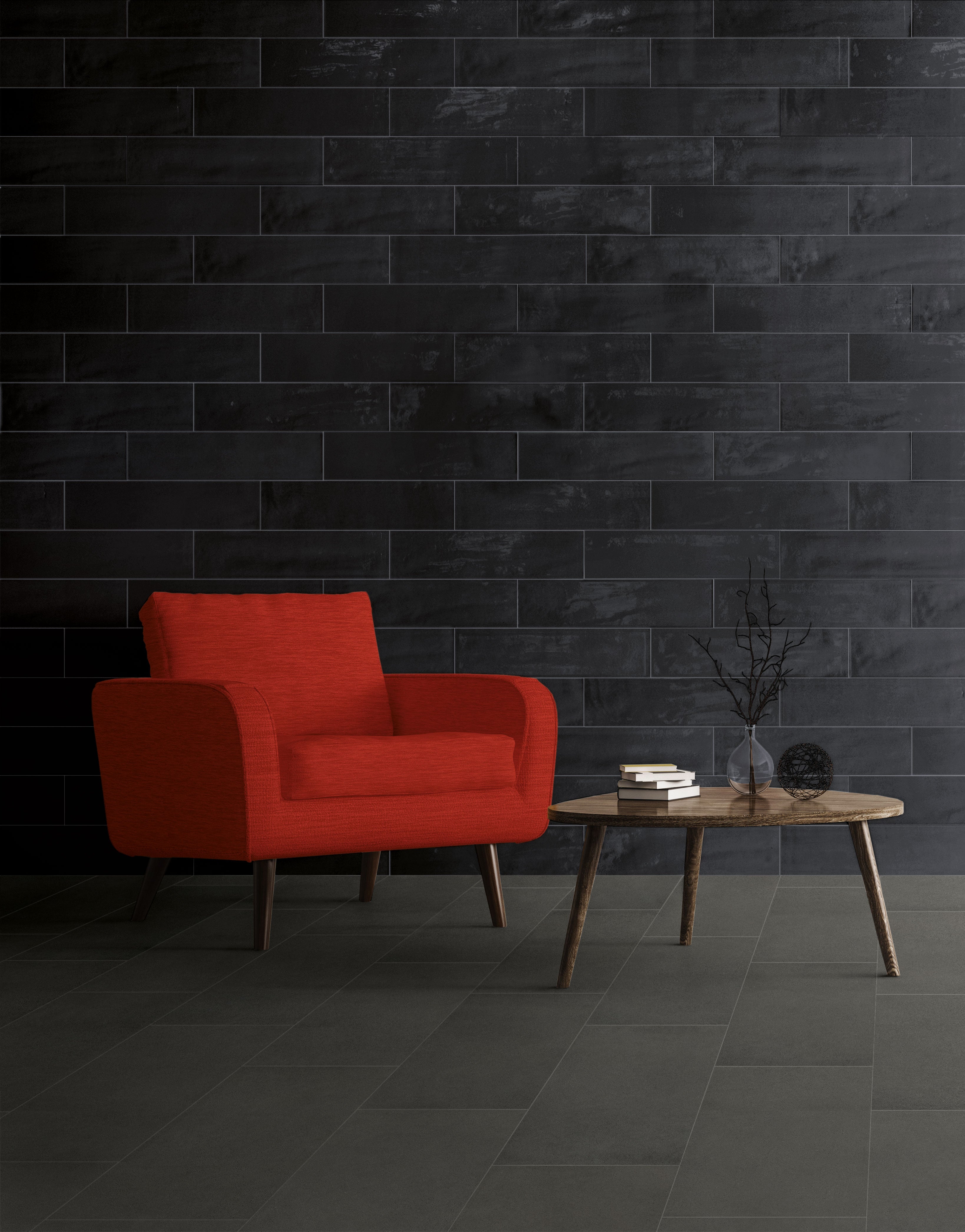 Urban Living 6x24 Glossy Porcelain Tile in Jet Black