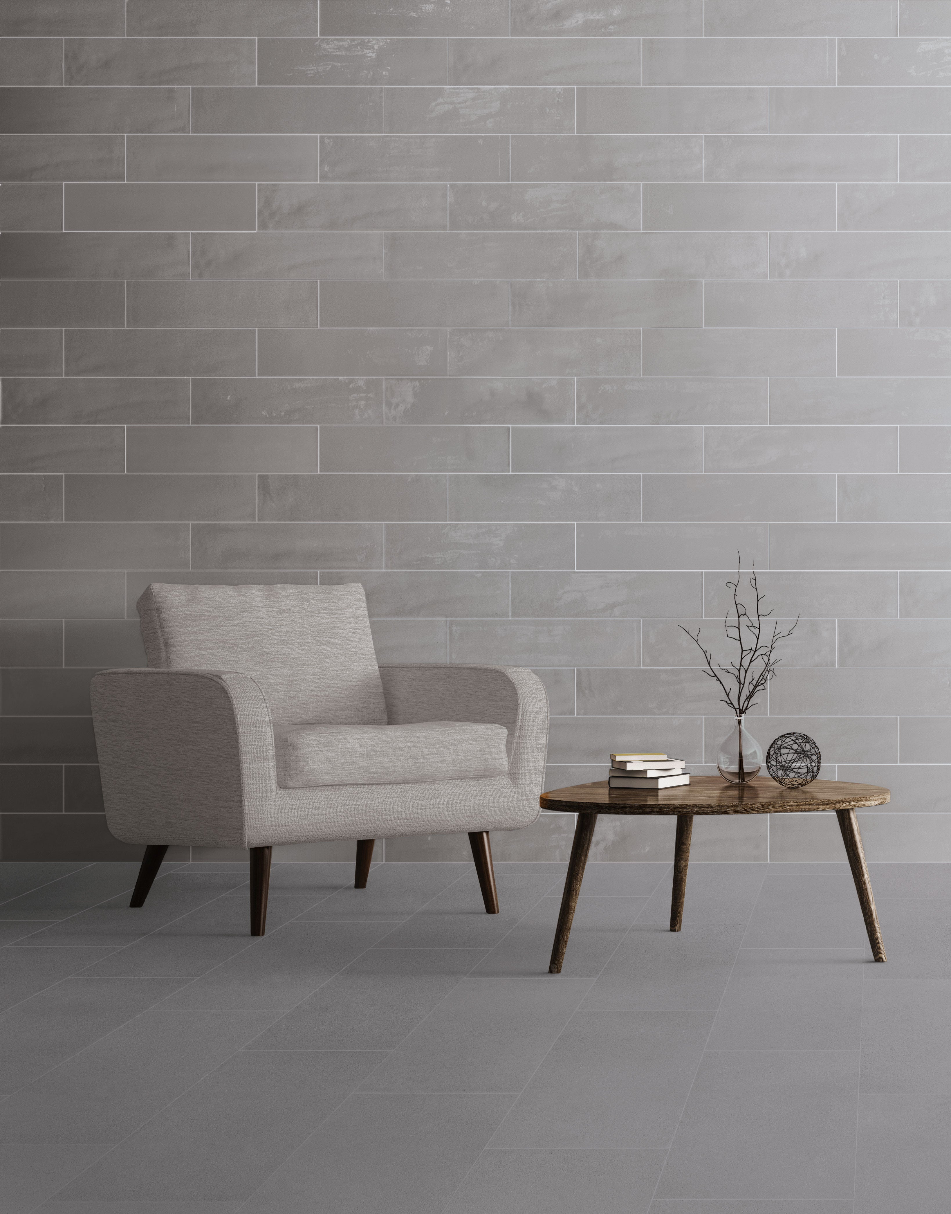 Urban Living 6x24 Glossy Porcelain Tile in Wisdom Grey