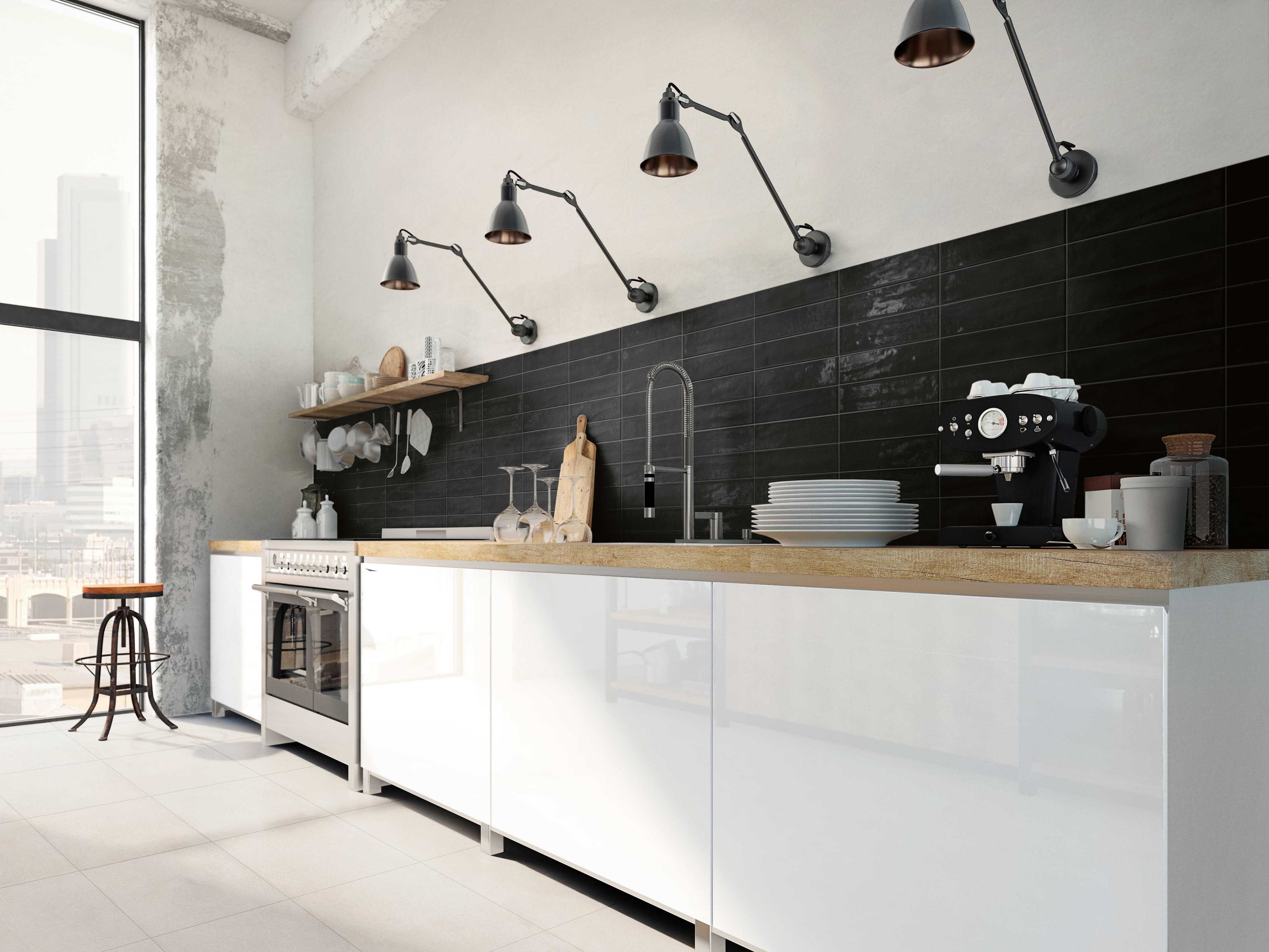 Urban Living 3x12 Glossy Porcelain Tile in Jet Black