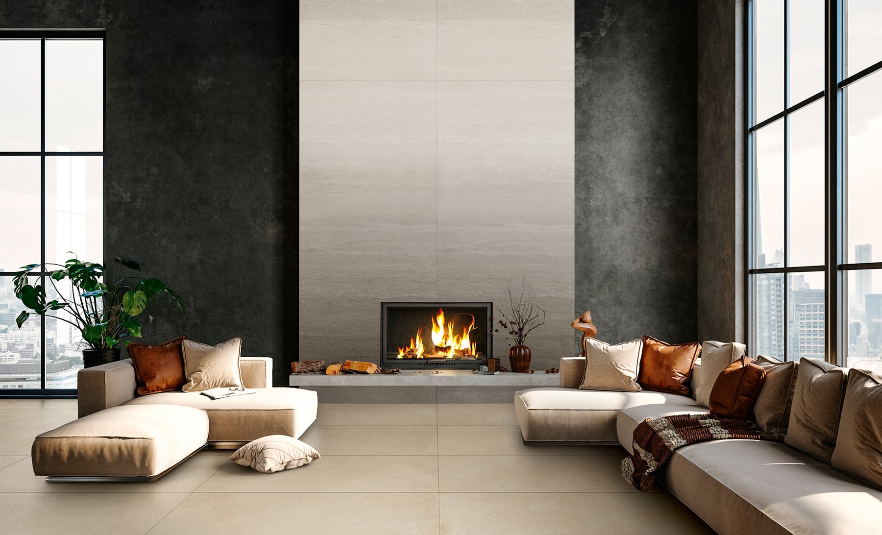 Imprint 48x110 Matte Porcelain Tile in Underglazed Ombre Cool