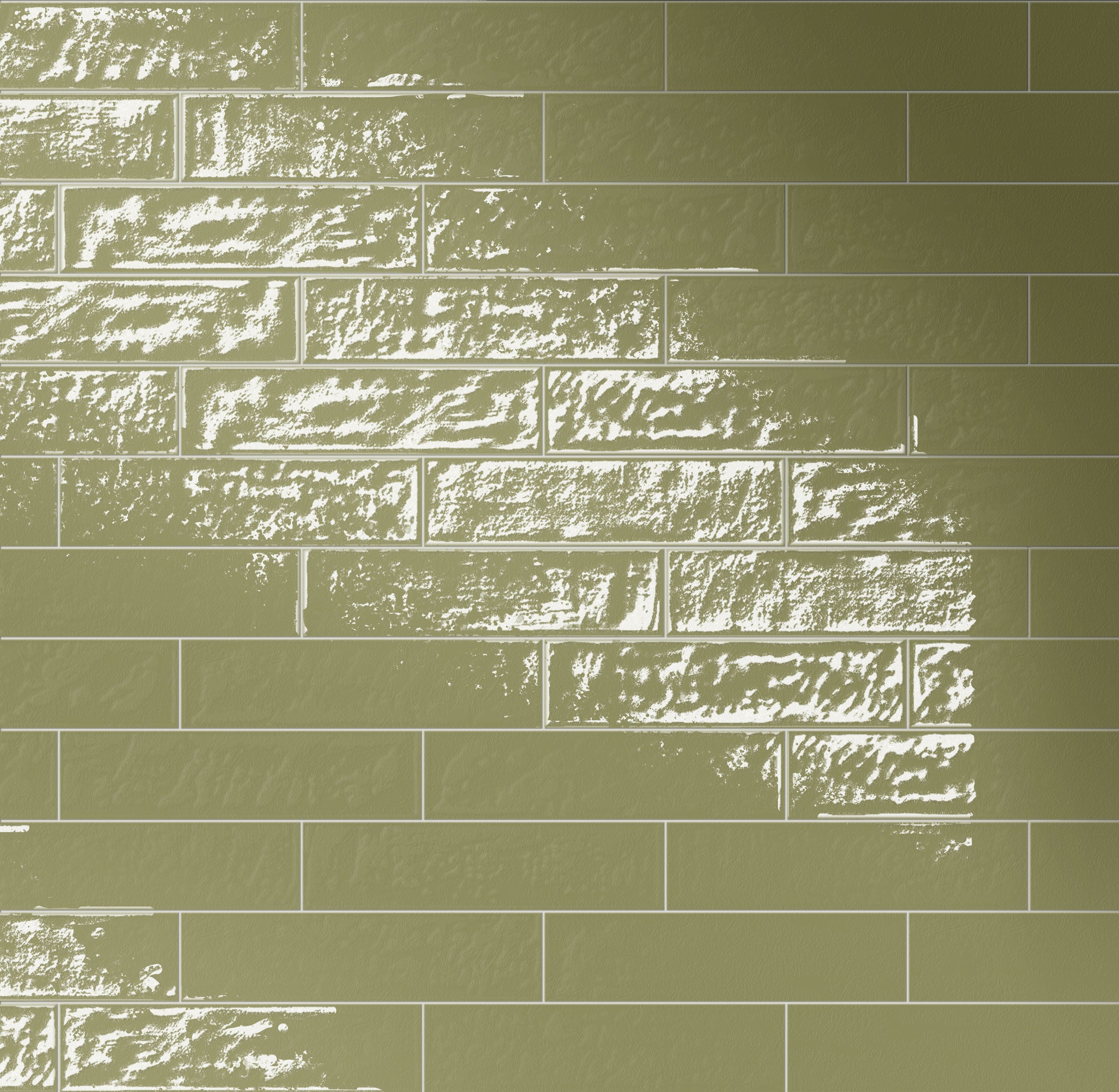 Playful 6x24 Glossy Porcelain Tile in Olive