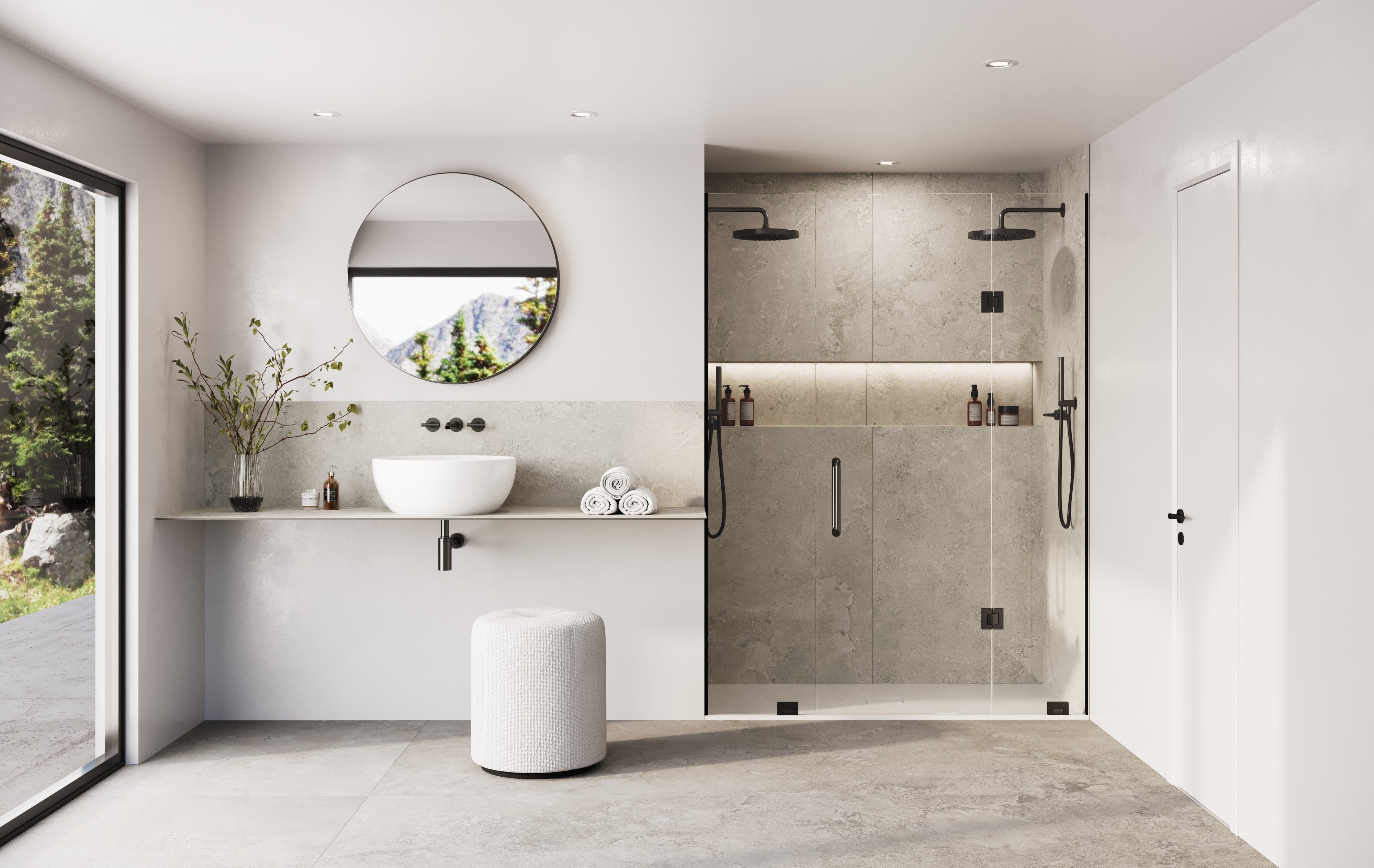 EcoStone Pre-Fab 32x96 Matte Porcelain Tile in Fossil Cross Cut