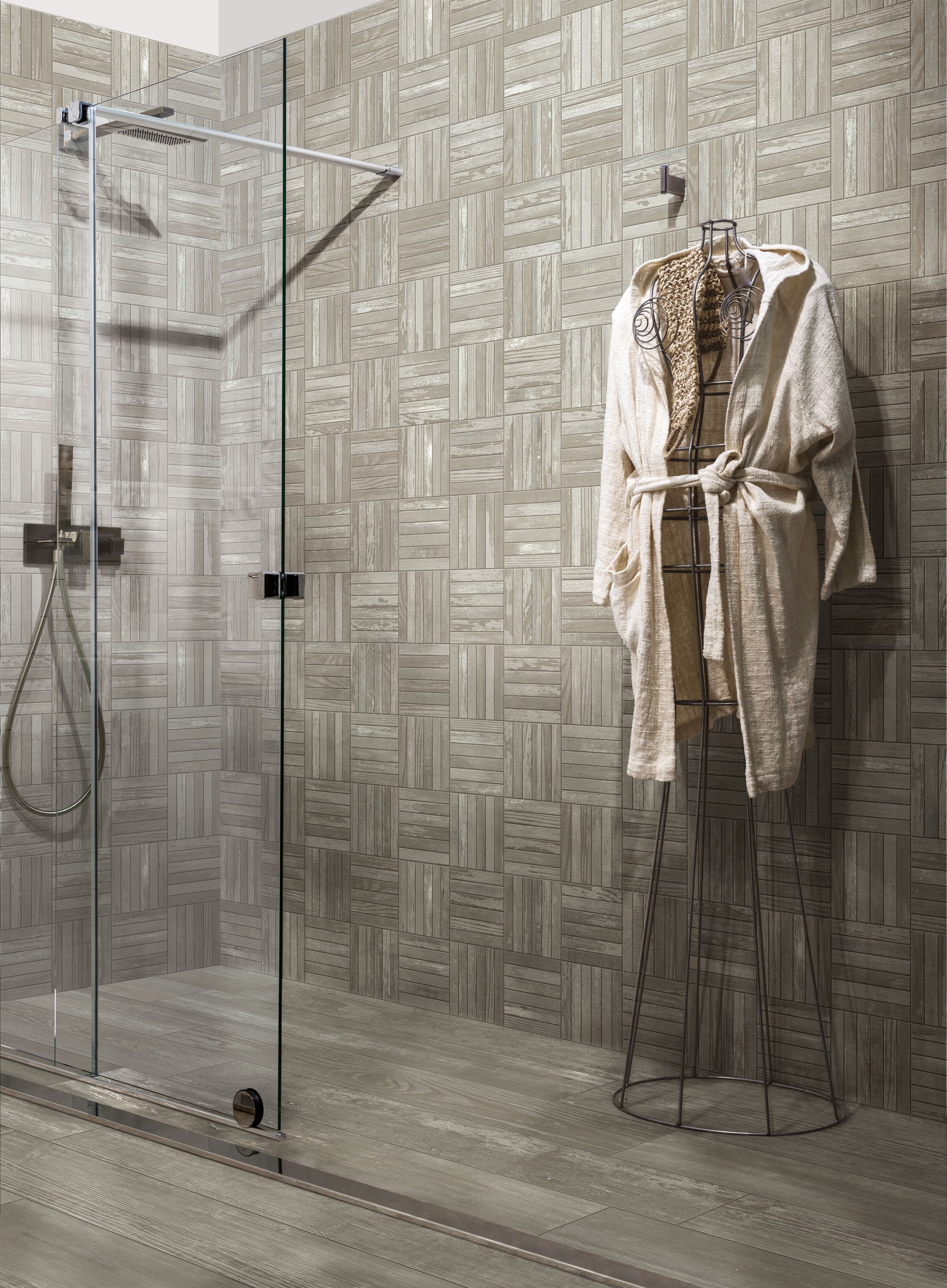 Loft 12x12 Matte Porcelain Mesh Strips Mosaic Tile in Smoke