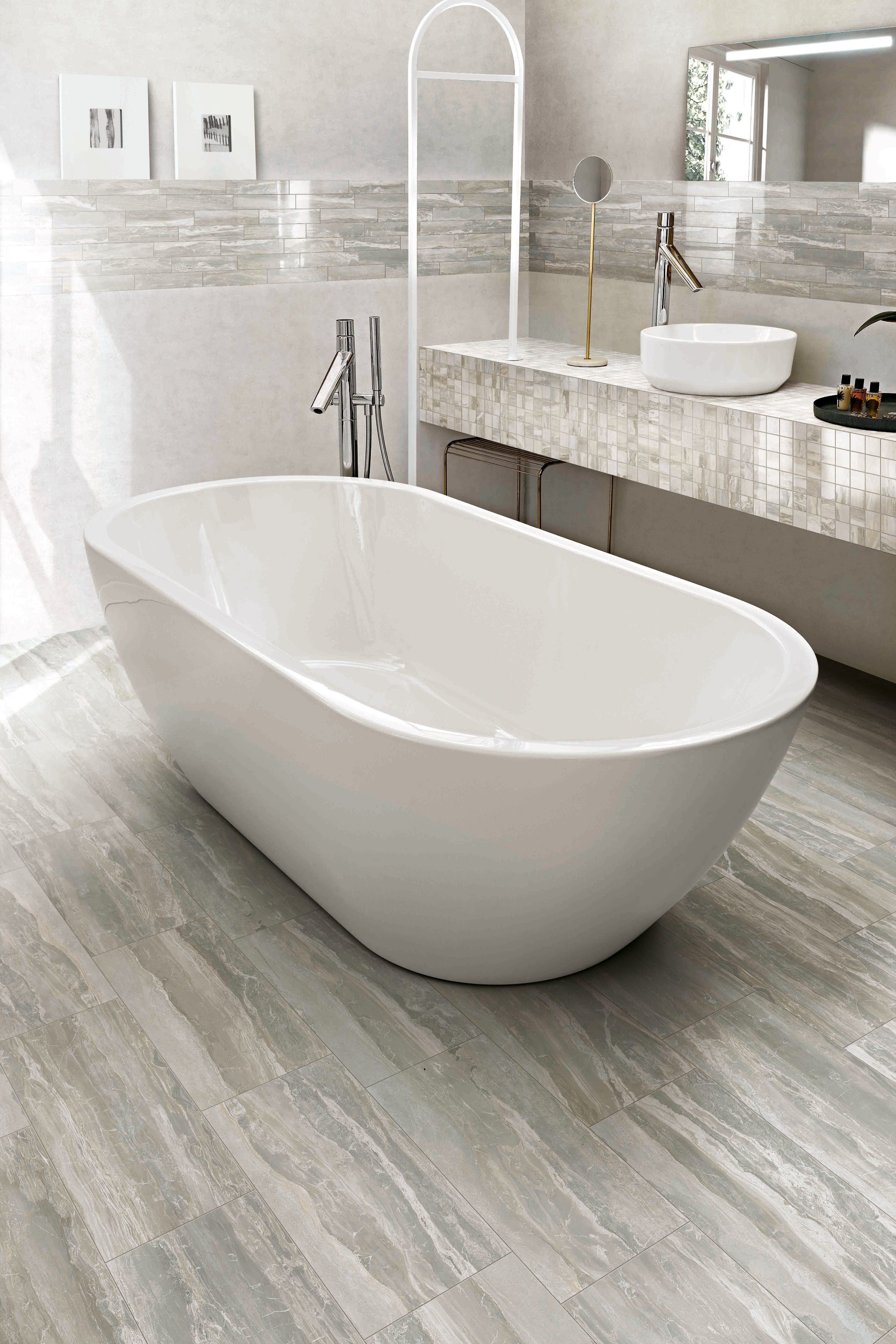 Breccia 3x12 Polished Porcelain Tile in Silver