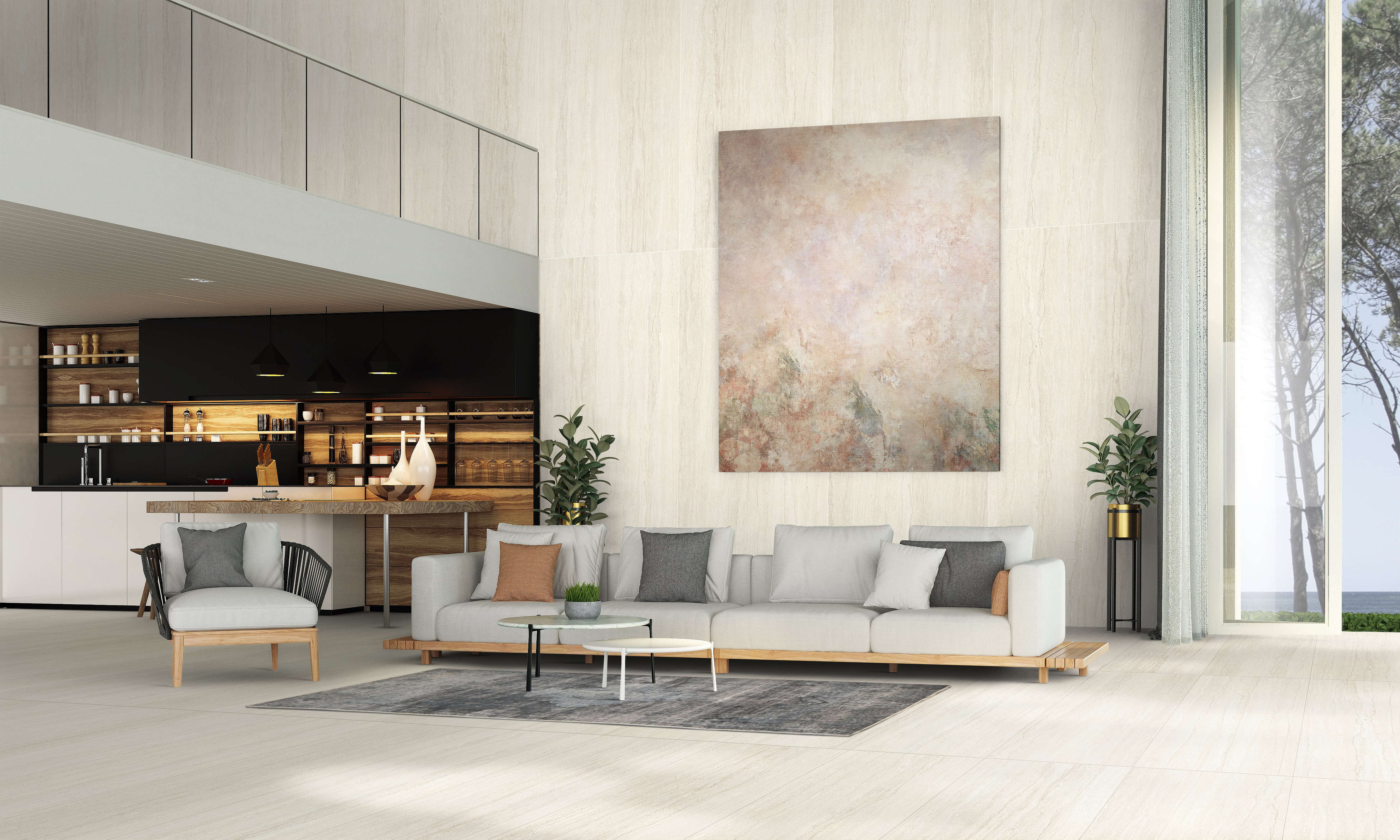 EcoStone 48x110 Matte Porcelain Tile in Vein-Cut Fog