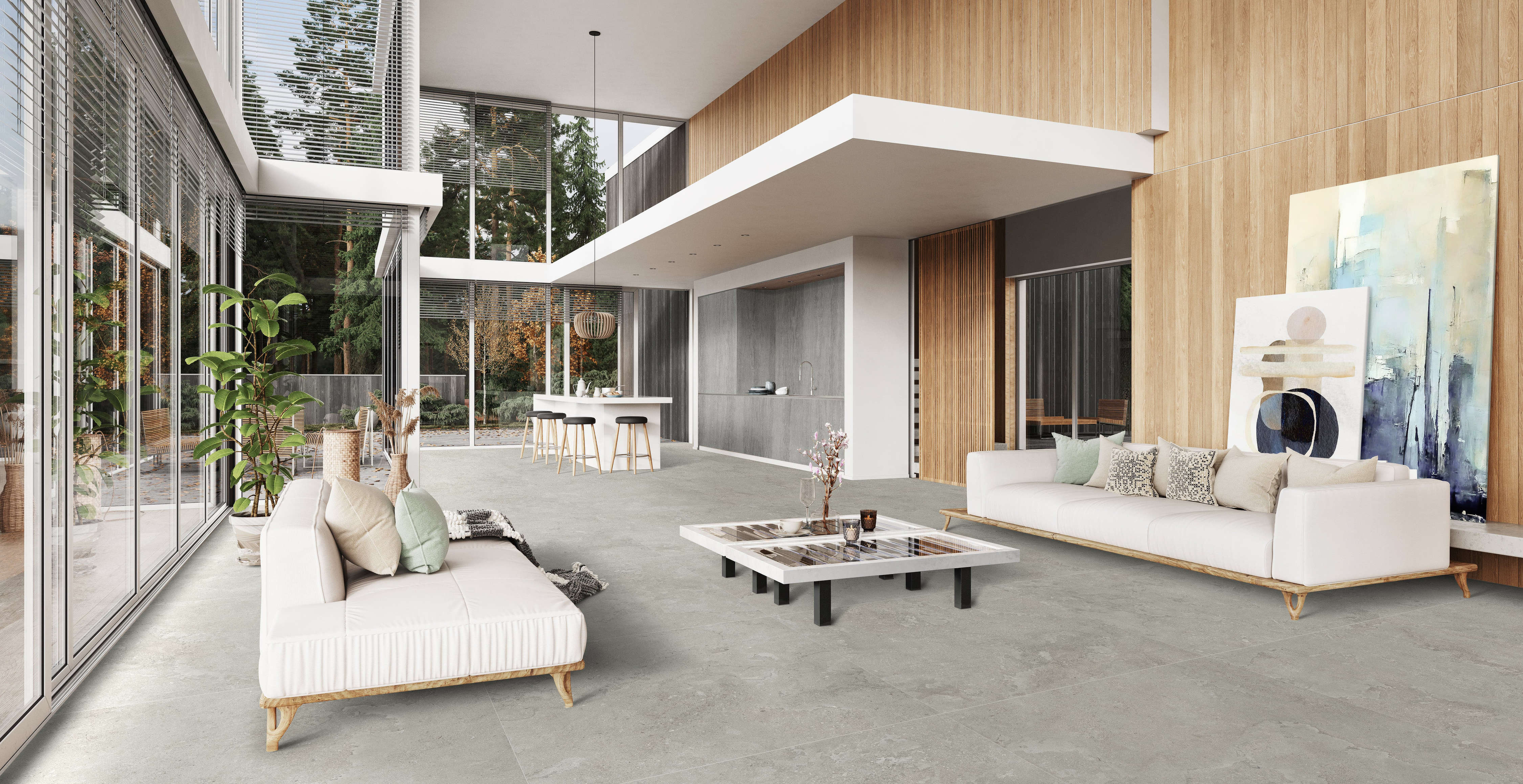 EcoStone 48x110 Matte Porcelain Tile in Vein-Cut Pumice