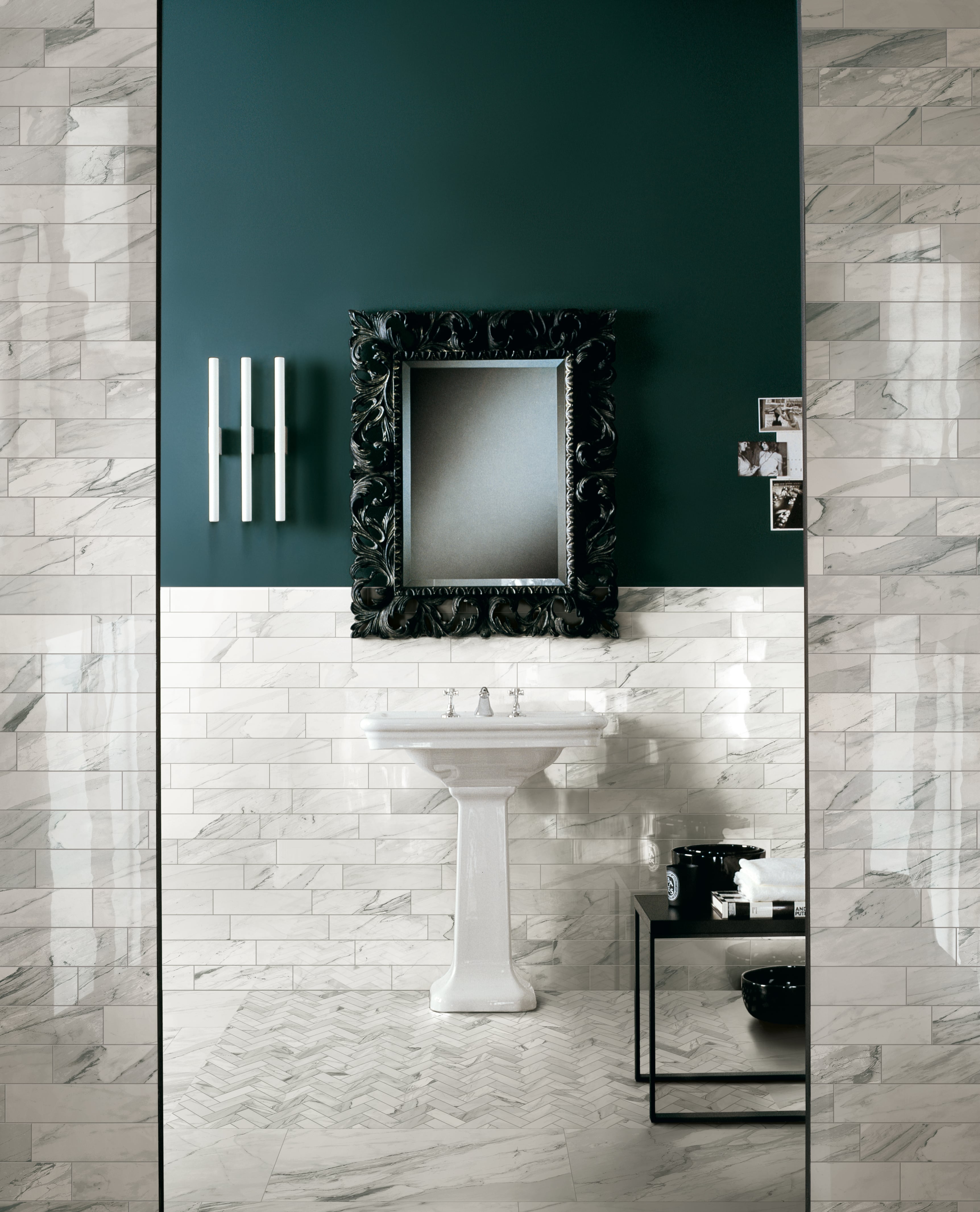 Epic 12x15 Matte Porcelain Herringbone Mesh Mosaic Tile in Apuano