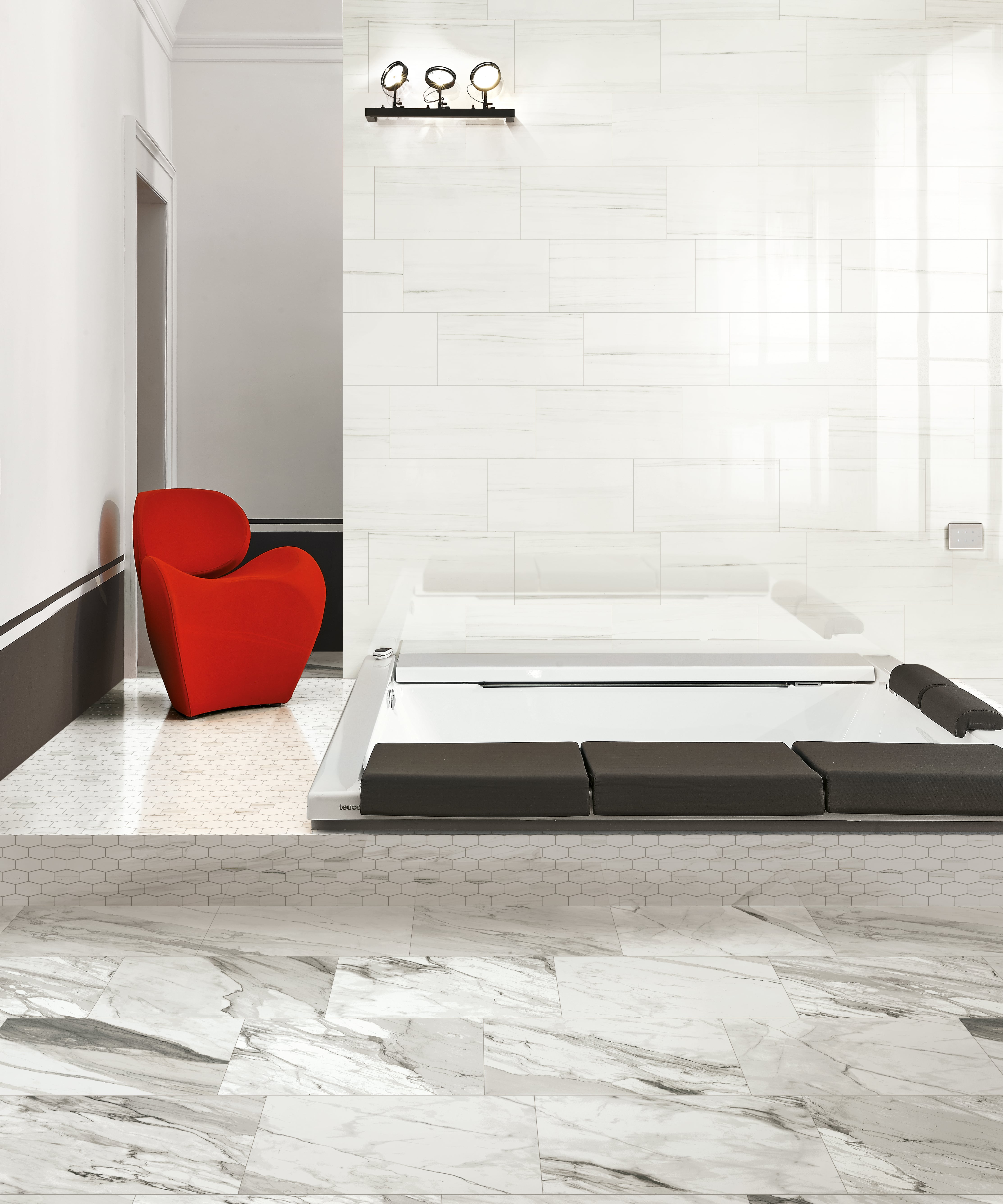 Epic 12x11 Polished Porcelain Hexagon Mesh Mosaic Tile in Dolomite