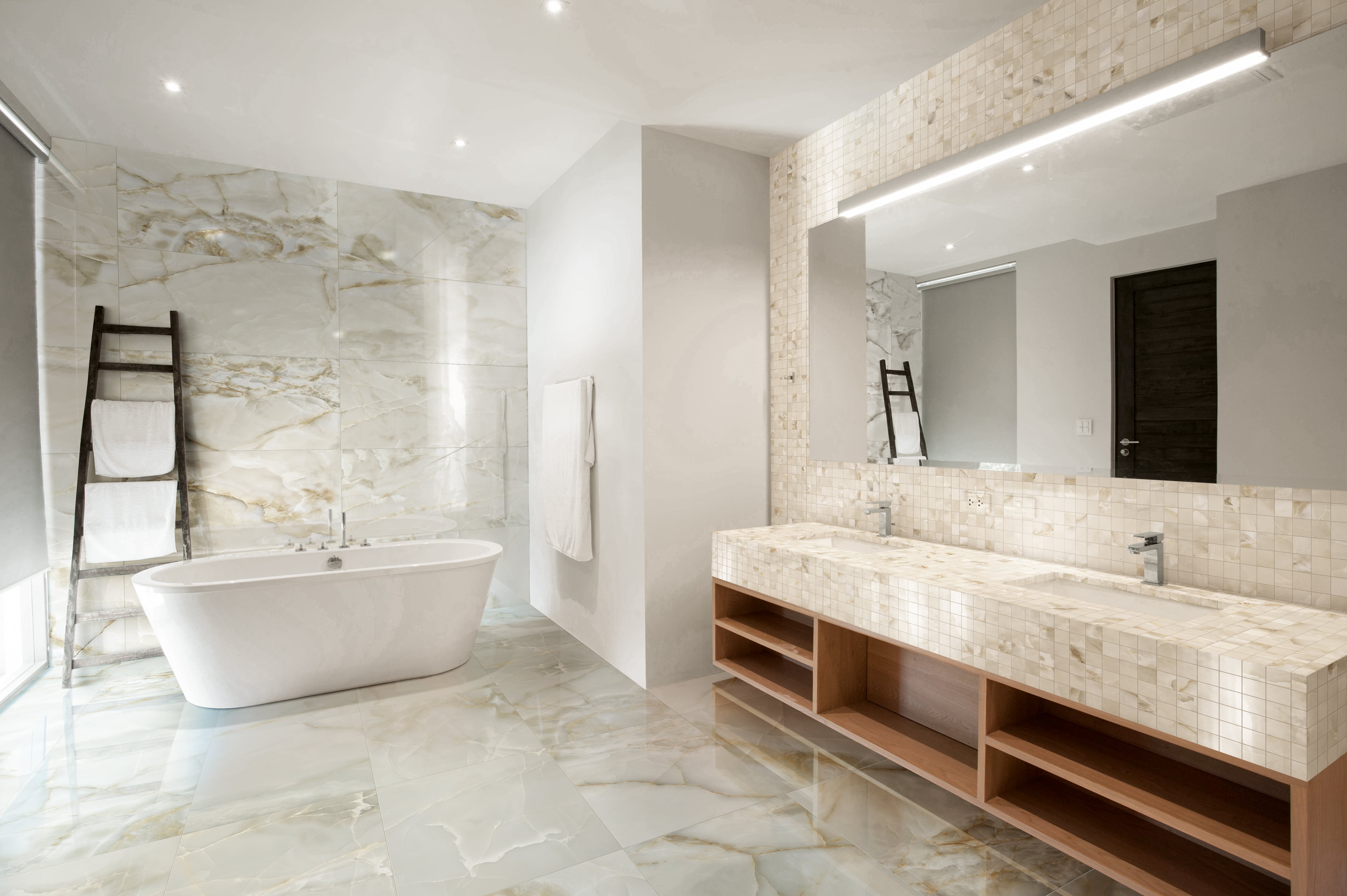 Onyx 2x2 Polished Porcelain Mesh Mosaic Tile in Beige