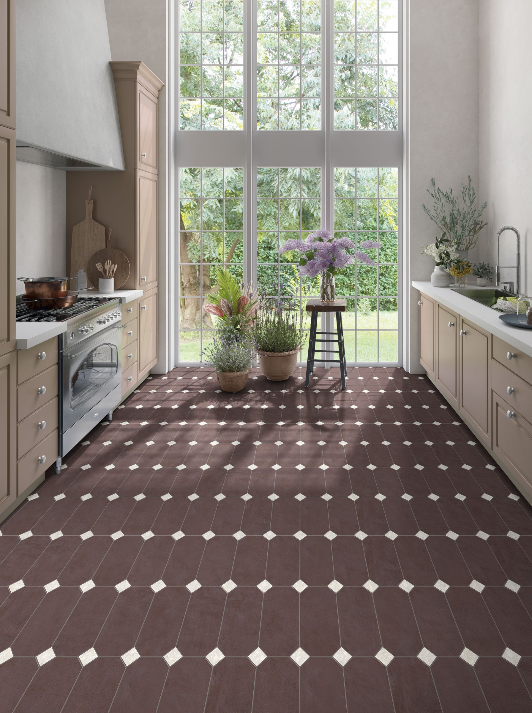 Shapes 13x13 Matte Porcelain Palace Royale Tile in Light Marron