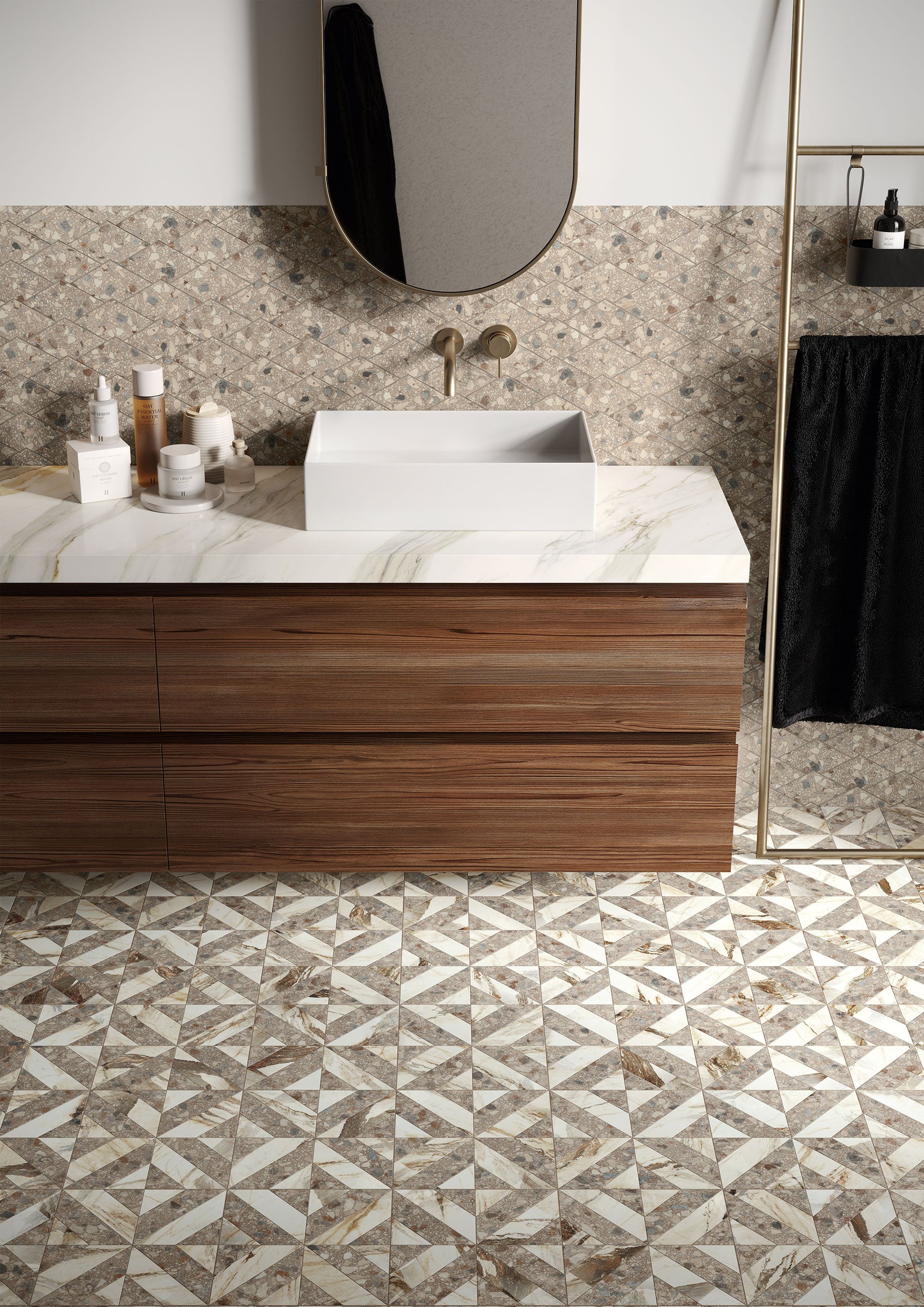 Terrazzo Allure™ 12x12 Matte Iconic Deco Porcelain Tile in Tortoise