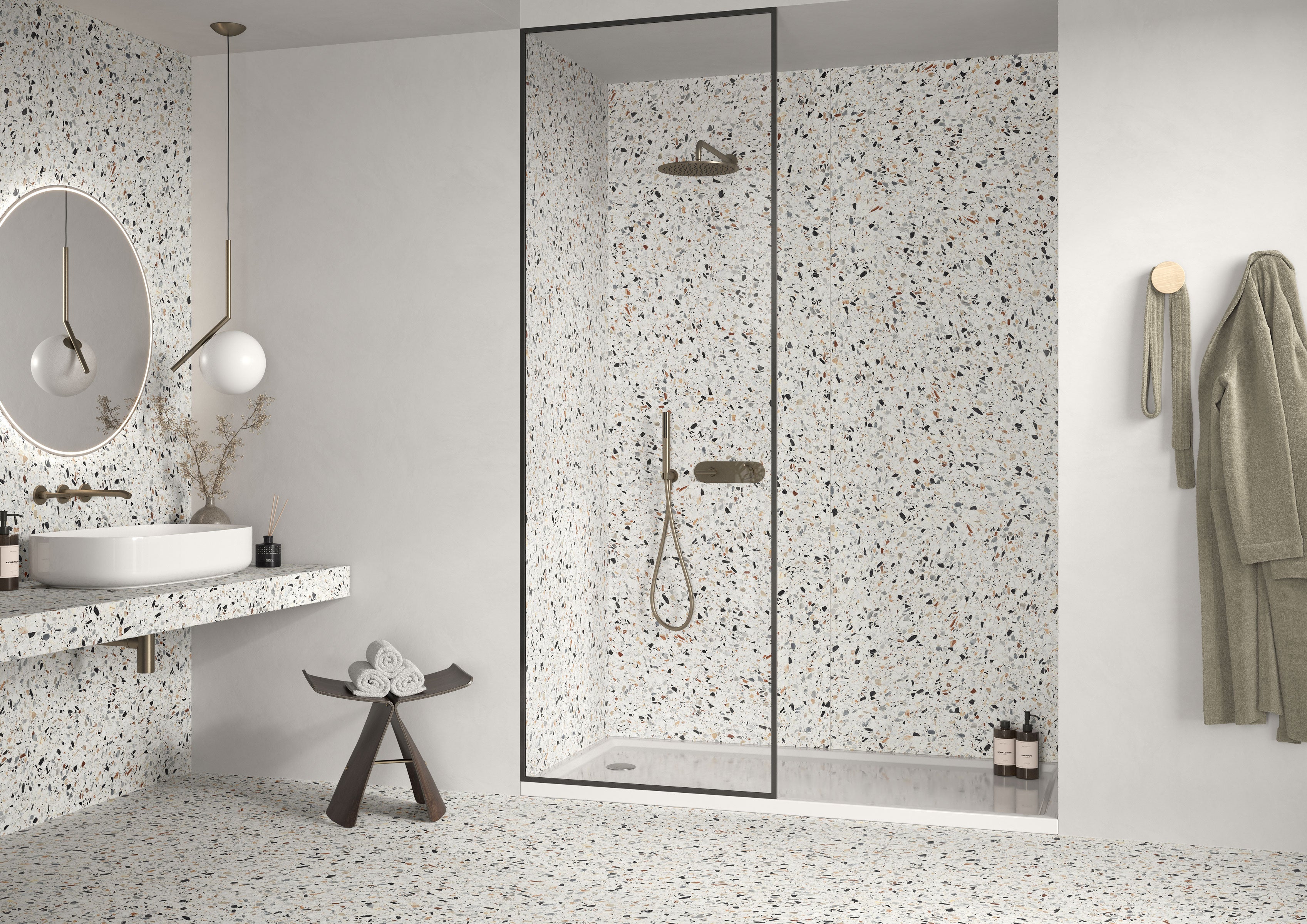 Terrazzo Allure™ Pre-Fab 32x96 Matte Porcelain Tile in Venice