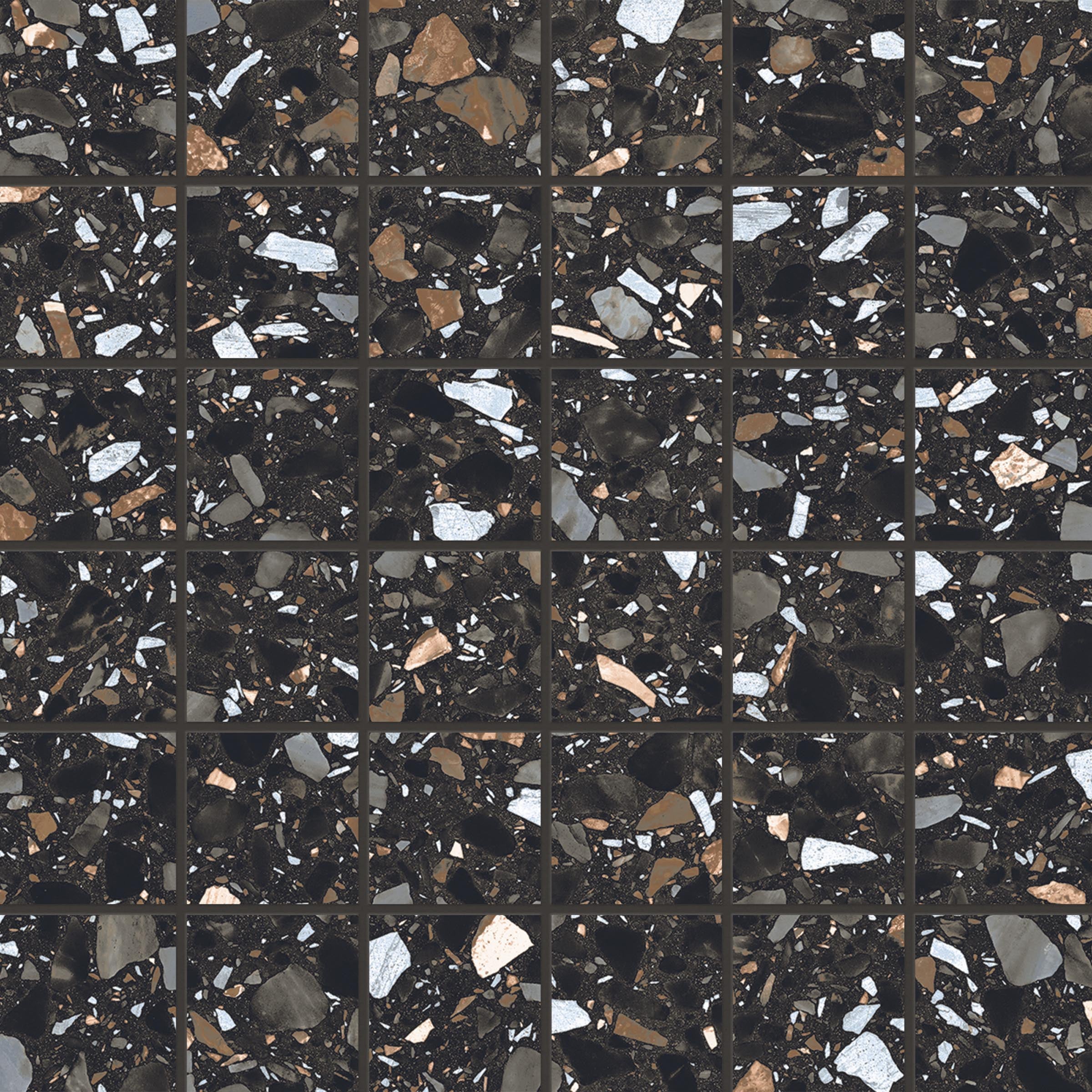 Terrazzo Allure™ 2x2 Matte Porcelain Mesh Mosaic Tile in Constellation