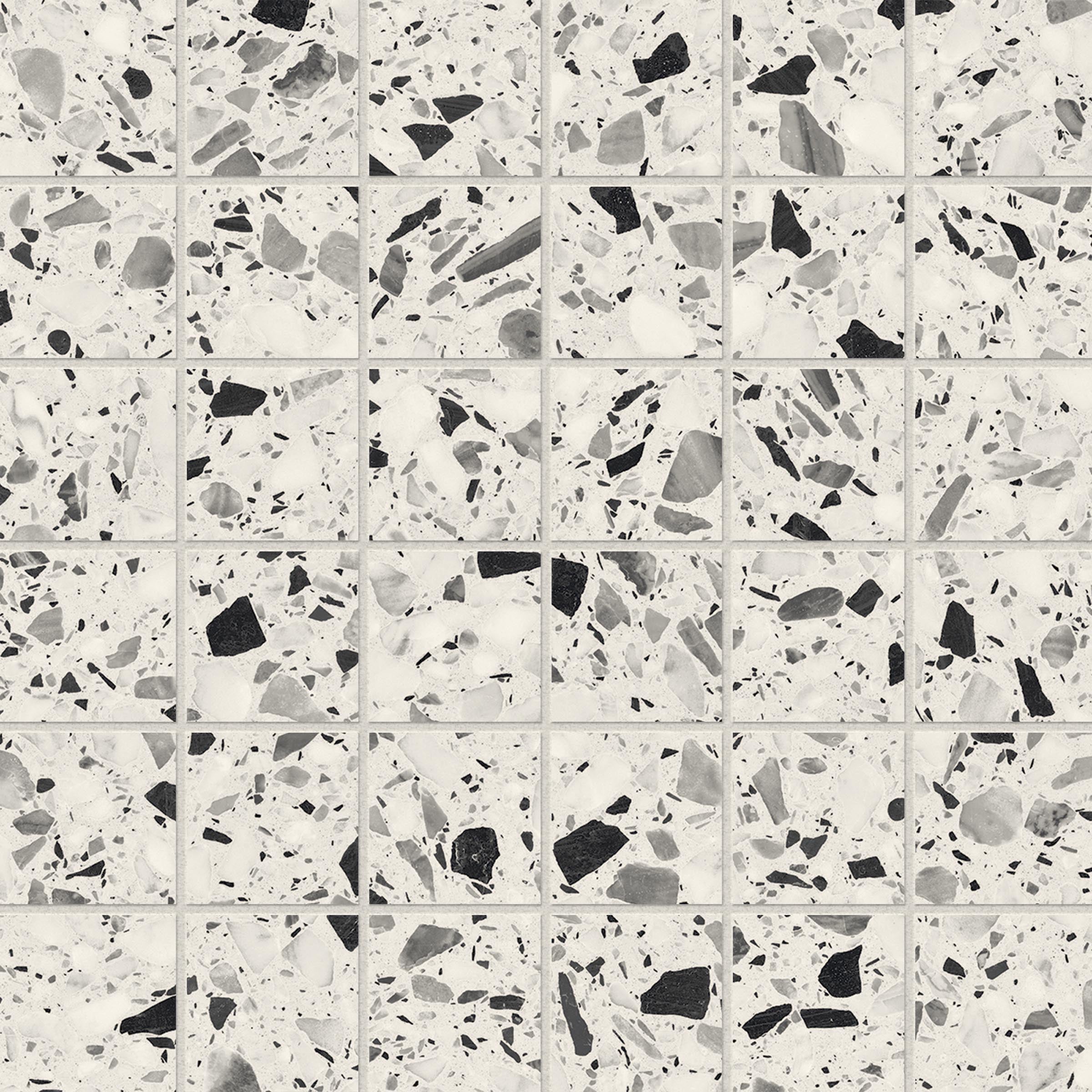Terrazzo Allure™ 2x2 Matte Porcelain Mesh Mosaic Tile in Dalmatian