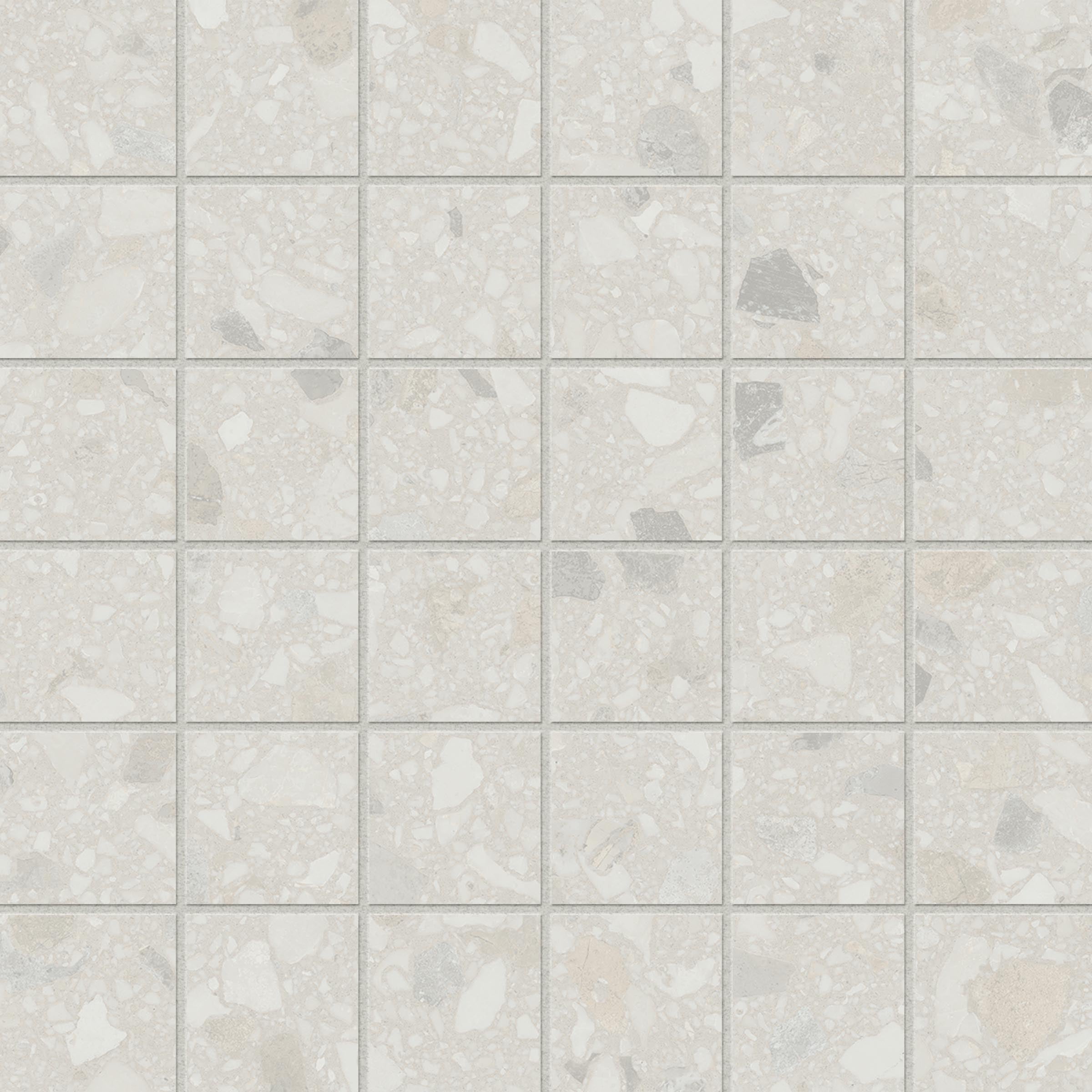 Terrazzo Allure™ 2x2 Matte Porcelain Mesh Mosaic Tile in Snow