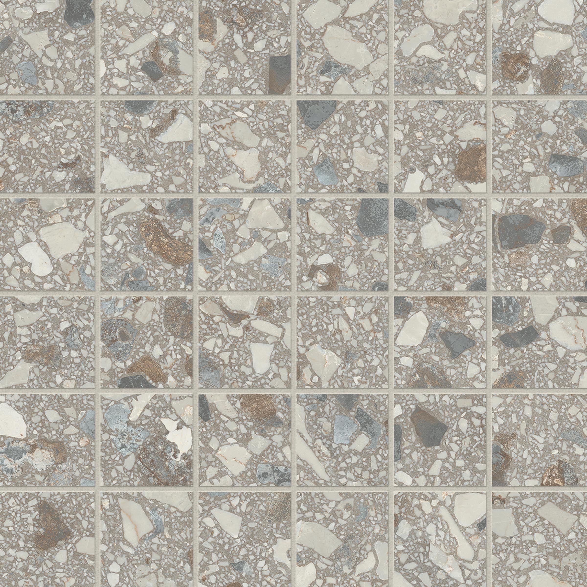 Terrazzo Allure™ 2x2 Matte Porcelain Mesh Mosaic Tile in Stonehenge