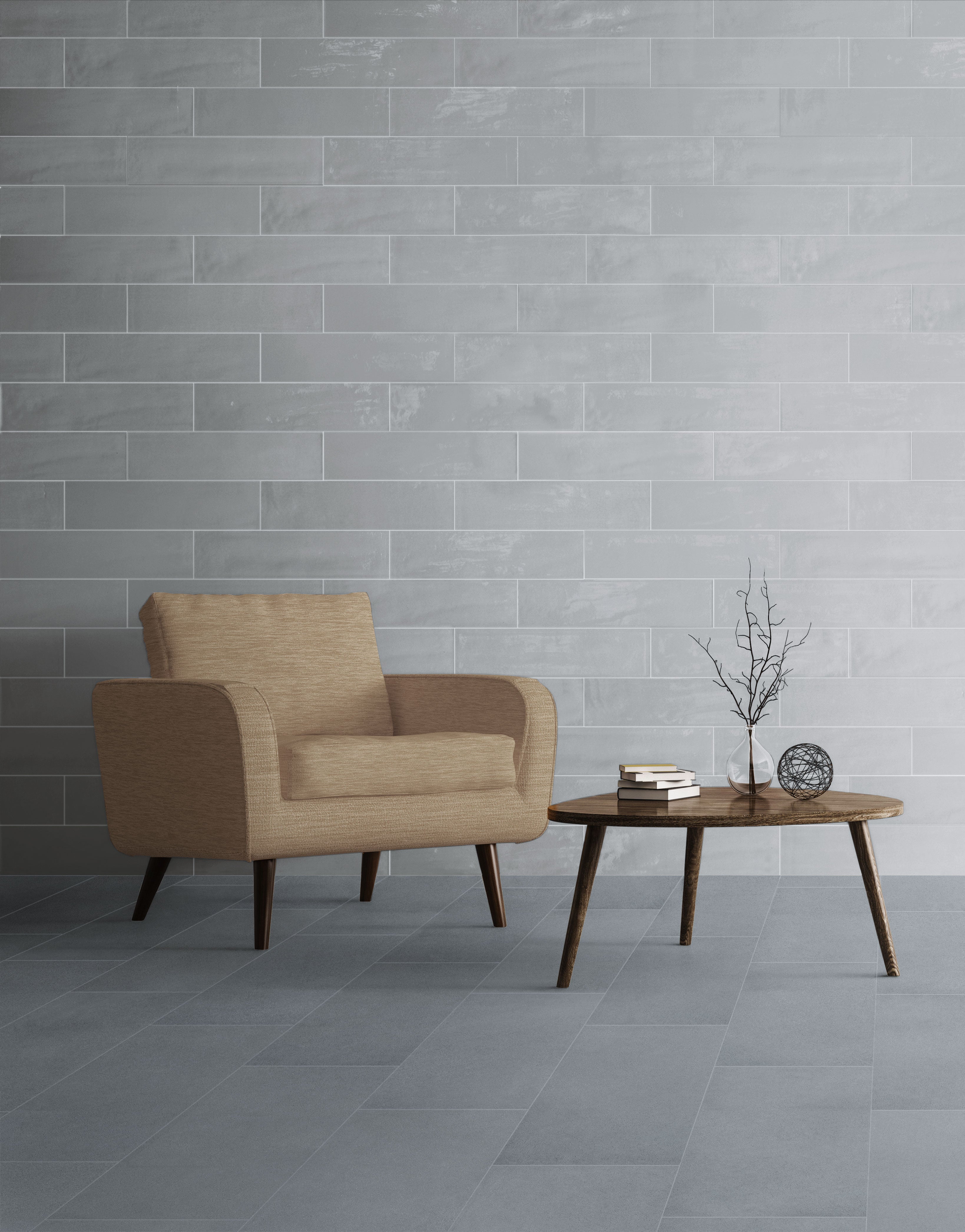 Urban Living 6x24 Glossy Porcelain Tile in Essential Grey