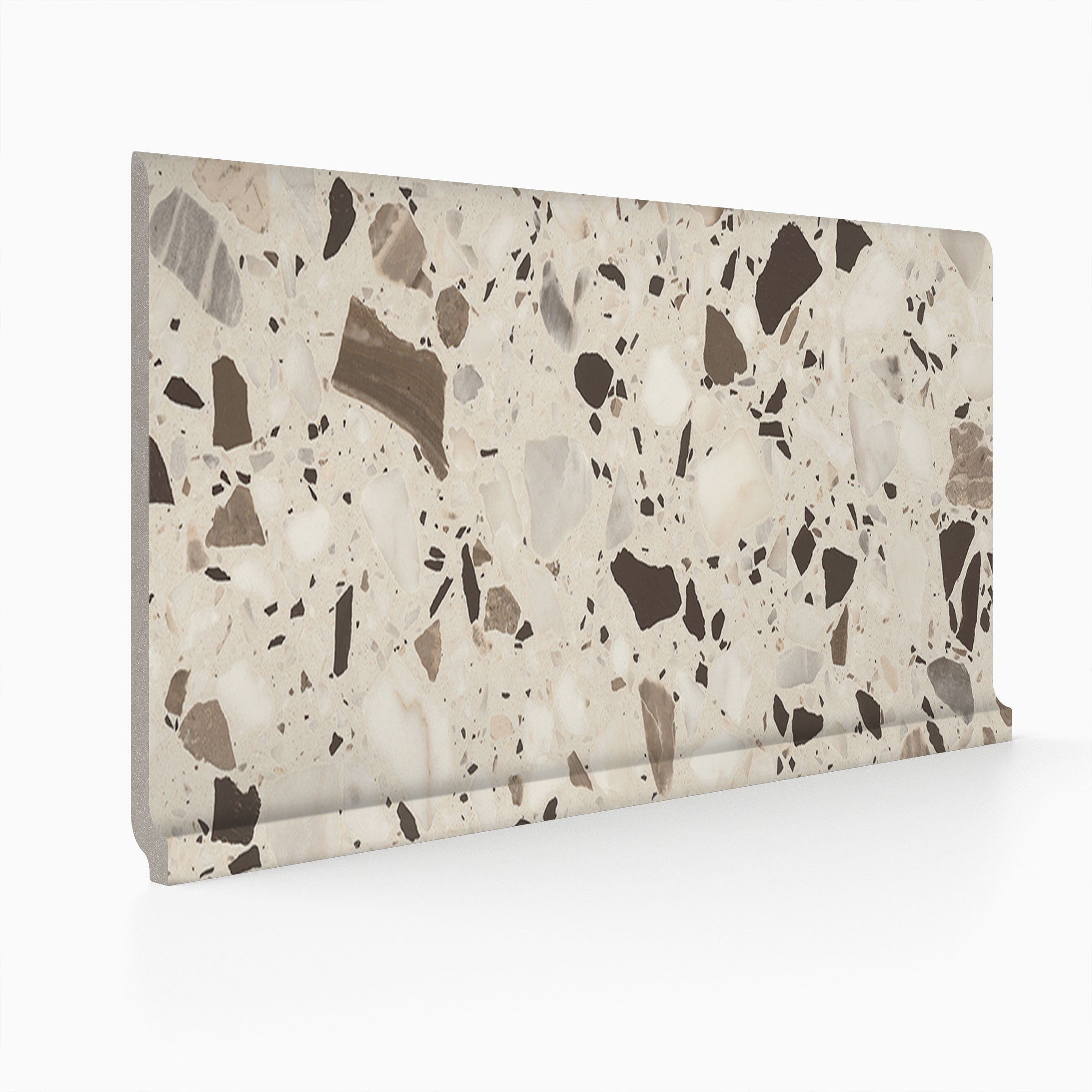 Terrazzo Allure™ 6x12 Matte Porcelain Cove Base Tile in Dune