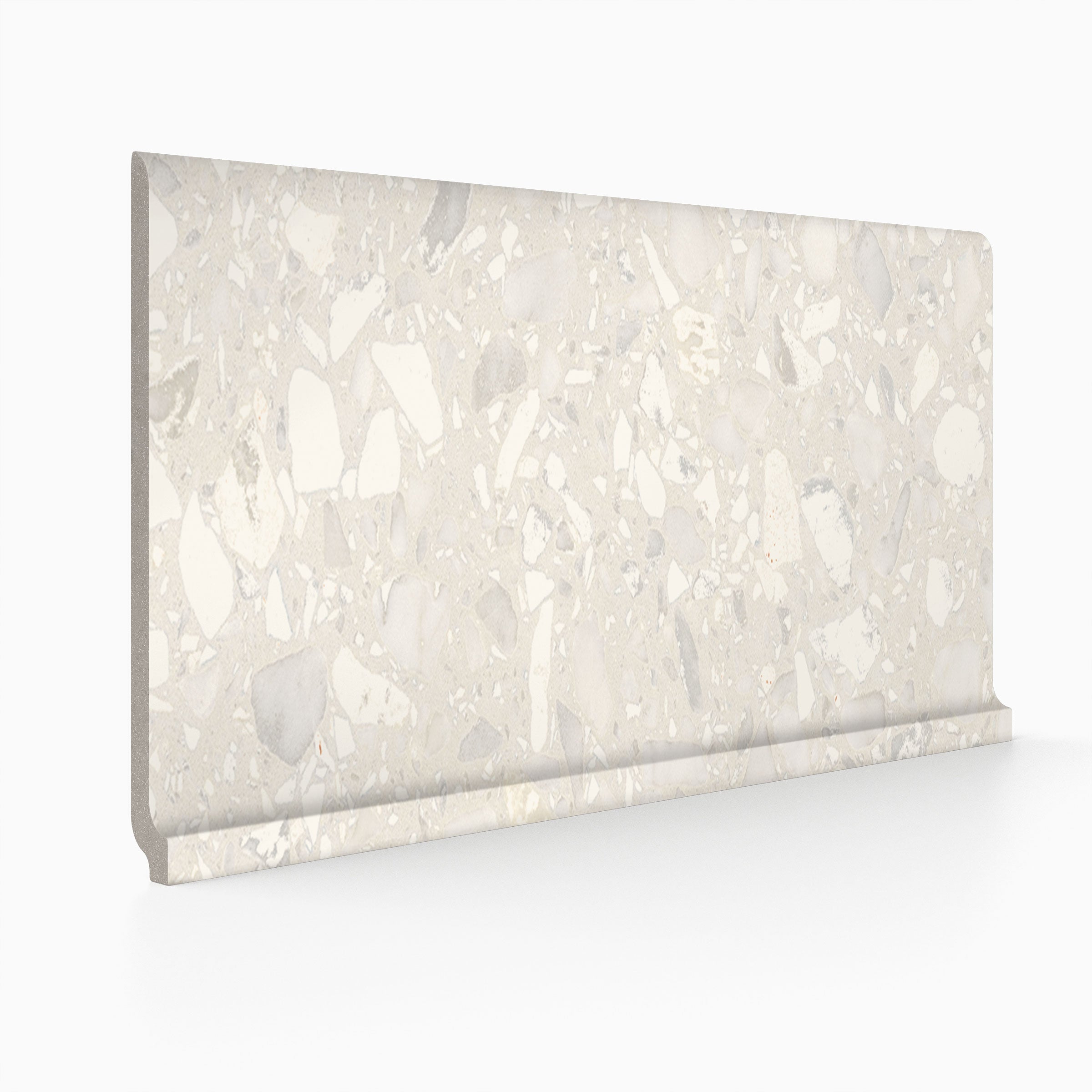 Terrazzo Allure™ 6x12 Matte Porcelain Cove Base Tile in Eggshell