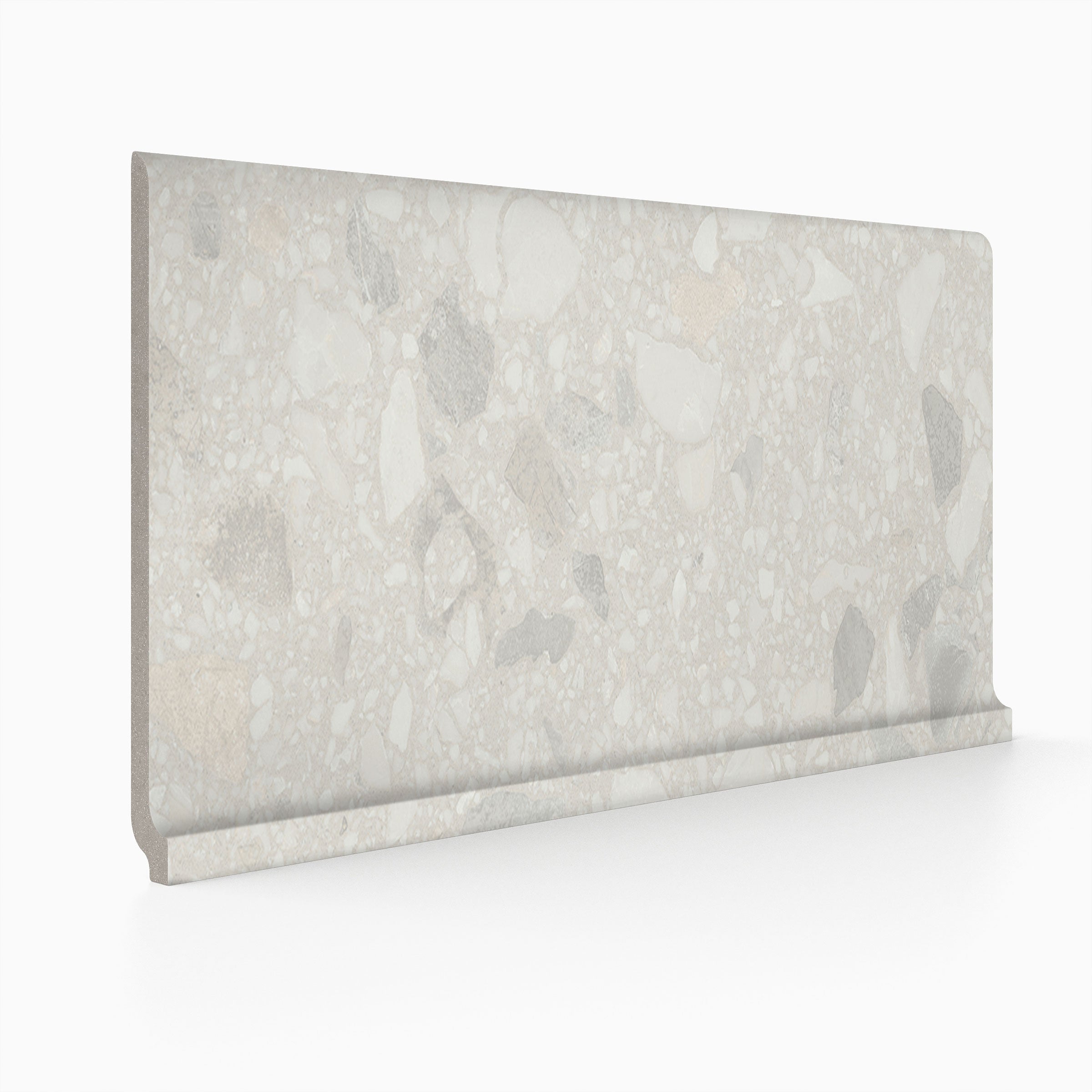 Terrazzo Allure™ 6x12 Matte Porcelain Cove Base Tile in Snow