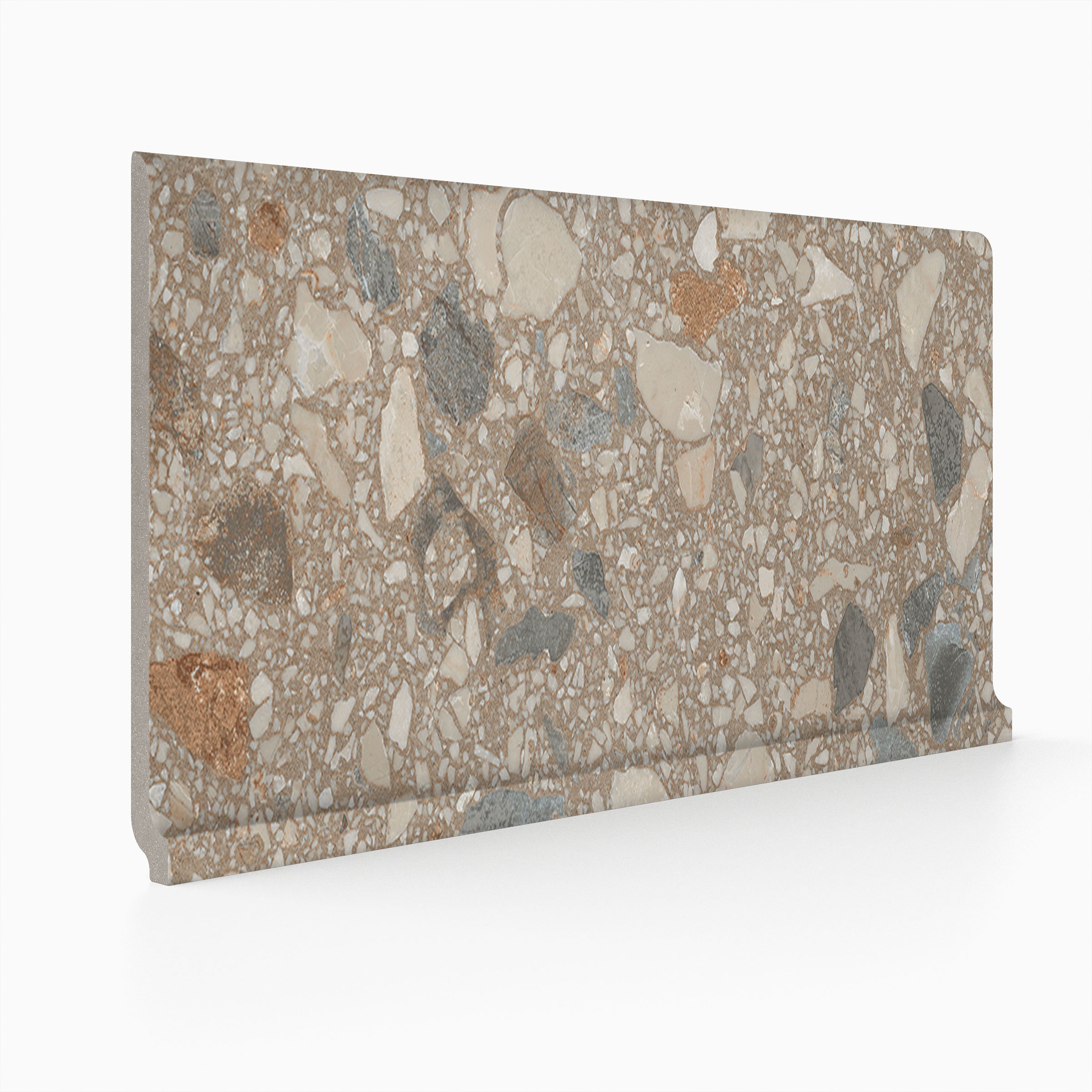 Terrazzo Allure™ 6x12 Matte Porcelain Cove Base Tile in Tortoise