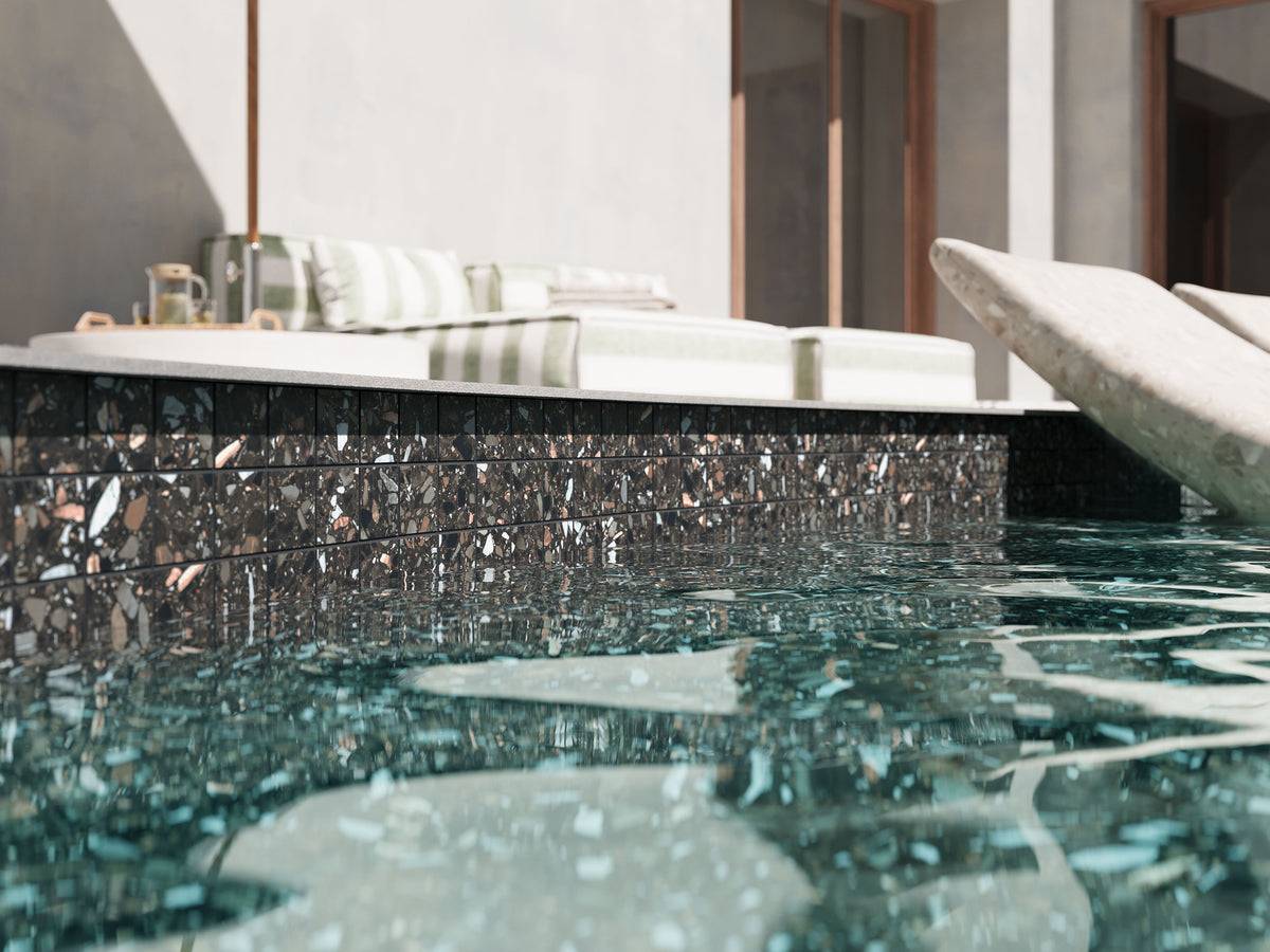 Terrazzo Allure™ 2x2 Matte Porcelain Mesh Mosaic Tile in Constellation